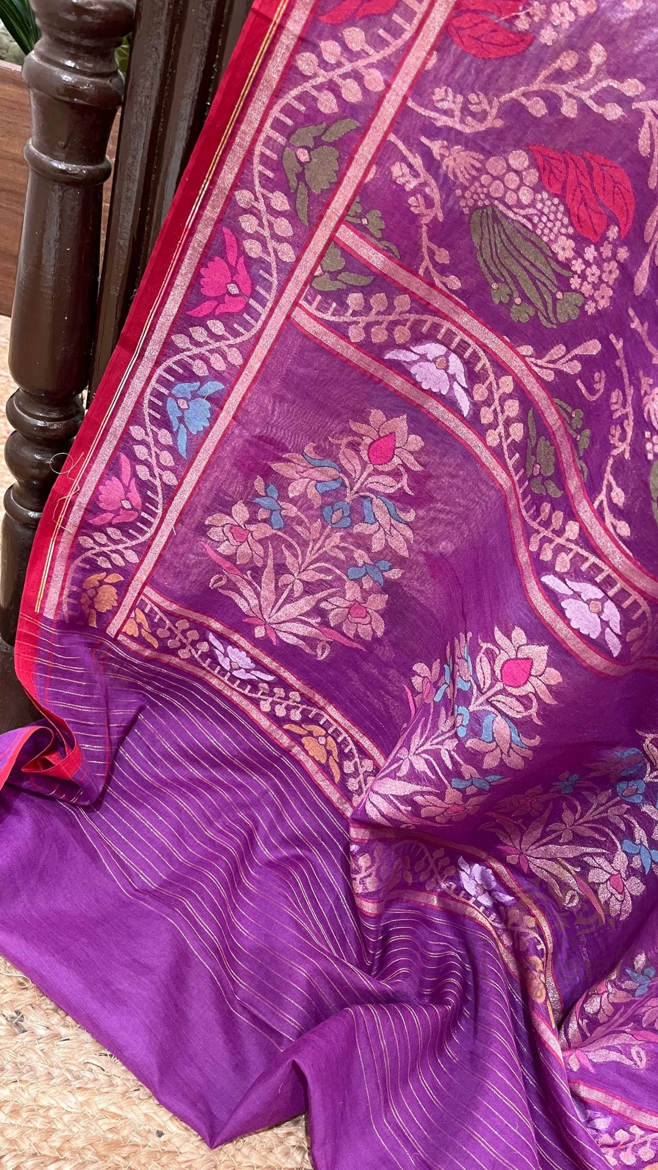 Pure Ektara Cotton Jamdani Banarasi Saree - Tilfi