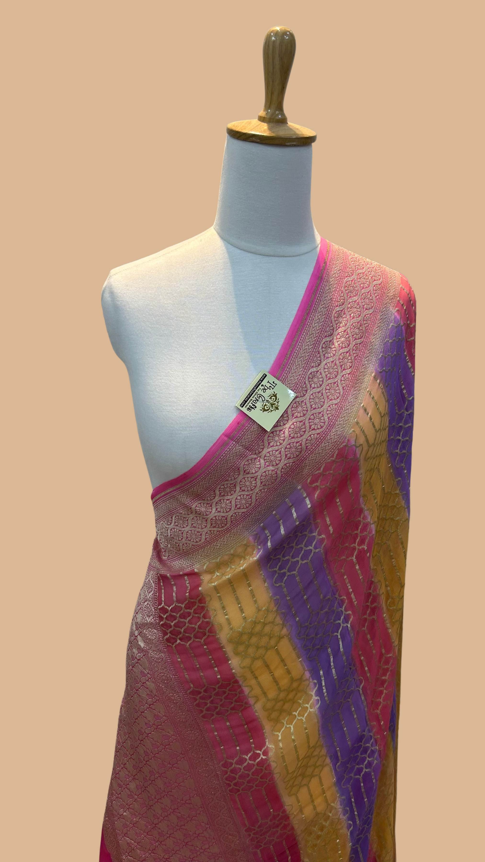 Khaddi Georgette Banarasi Dupatta - Water Zari