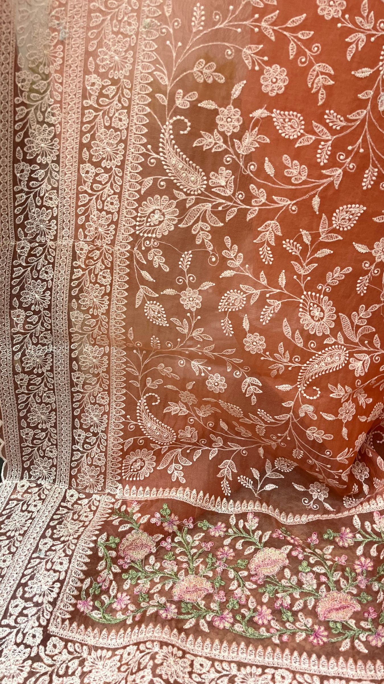 Pure Organza Silk Chikankari Handloom Banarasi Saree