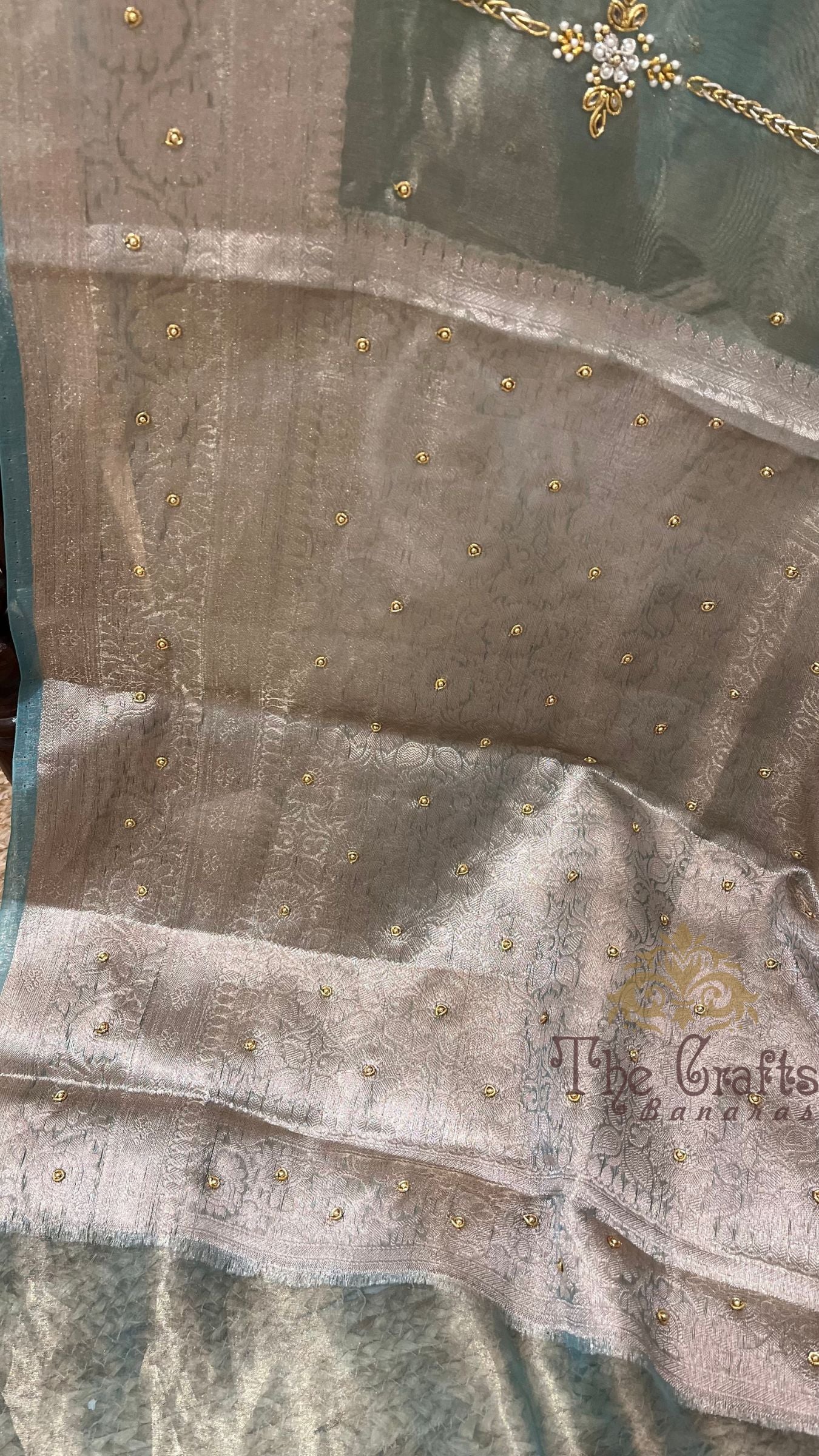 Pure Tissue Silk Banarasi Saree with Sirki & Zardozi Handwork