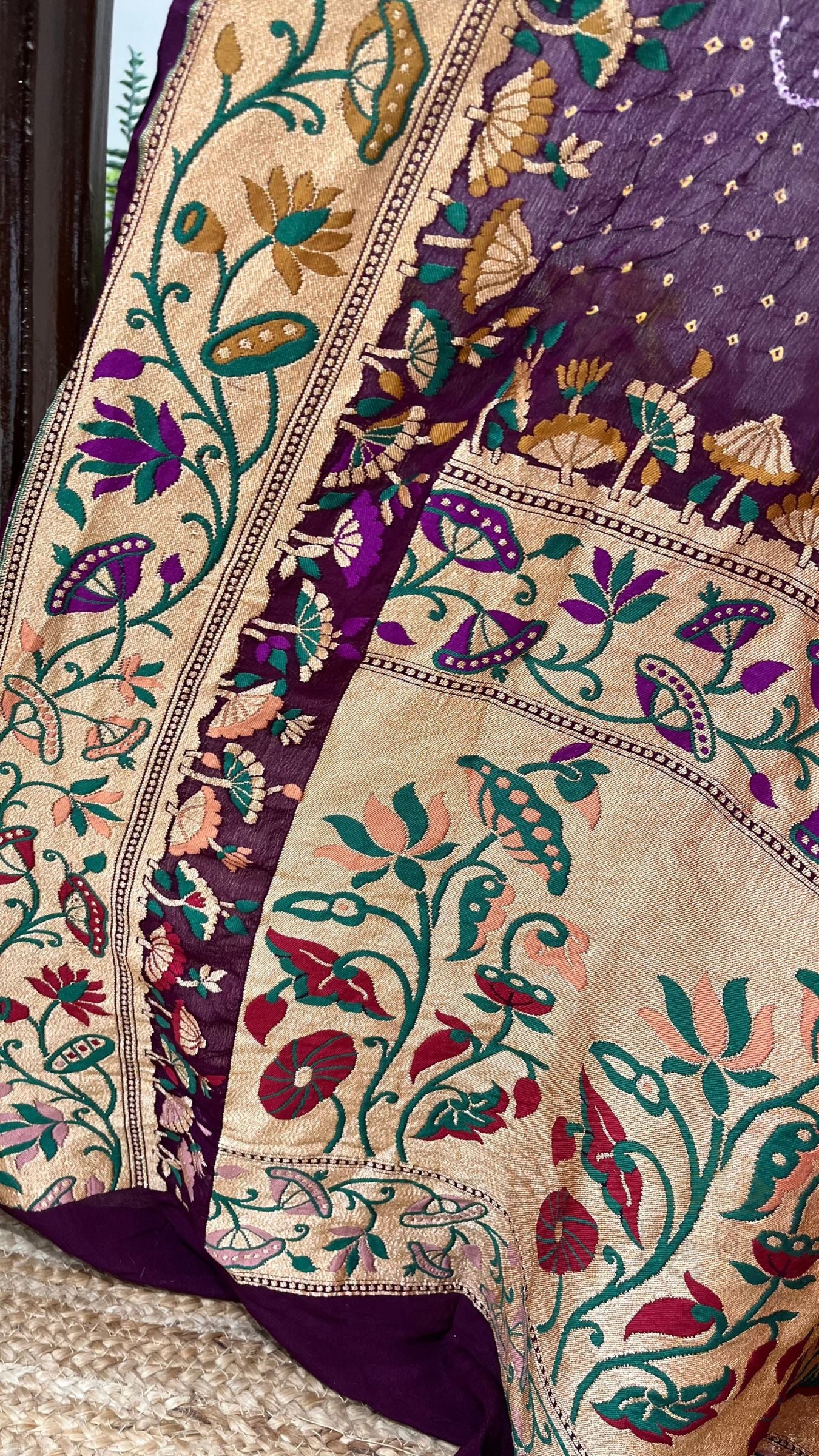 Khaddi Georgette Banarasi Handloom Bandhej Dupatta