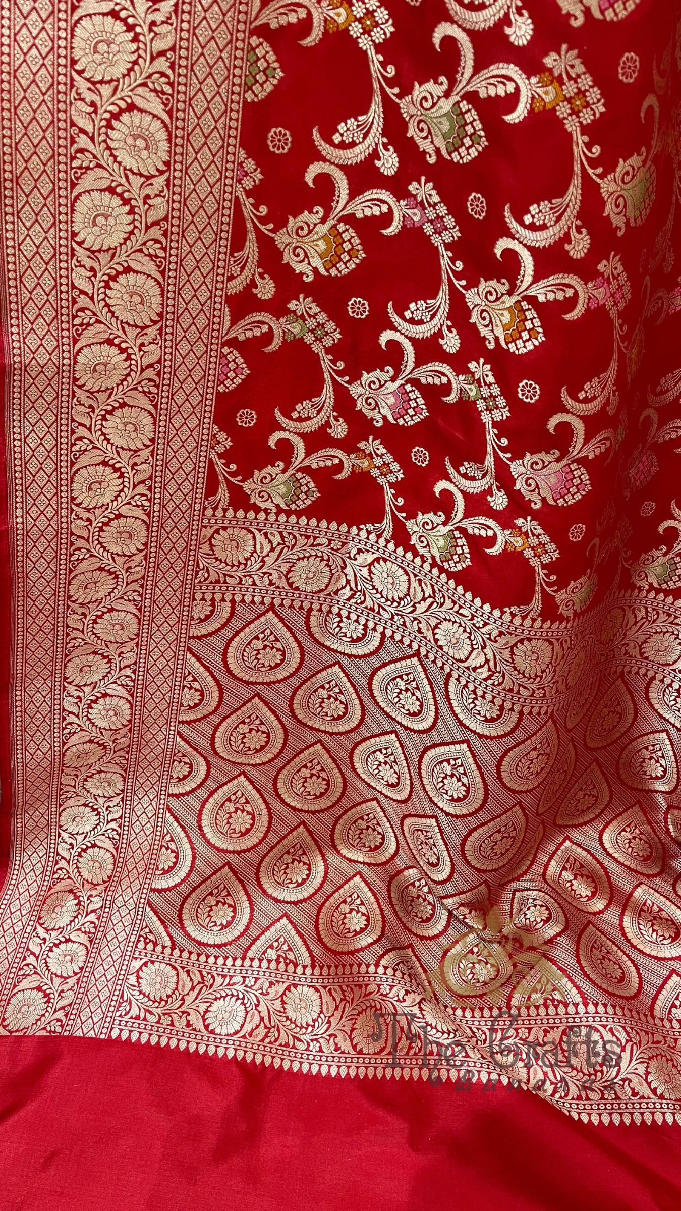 Pure Katan Silk Handloom Banarasi Saree - Jaal Work with Meenakari