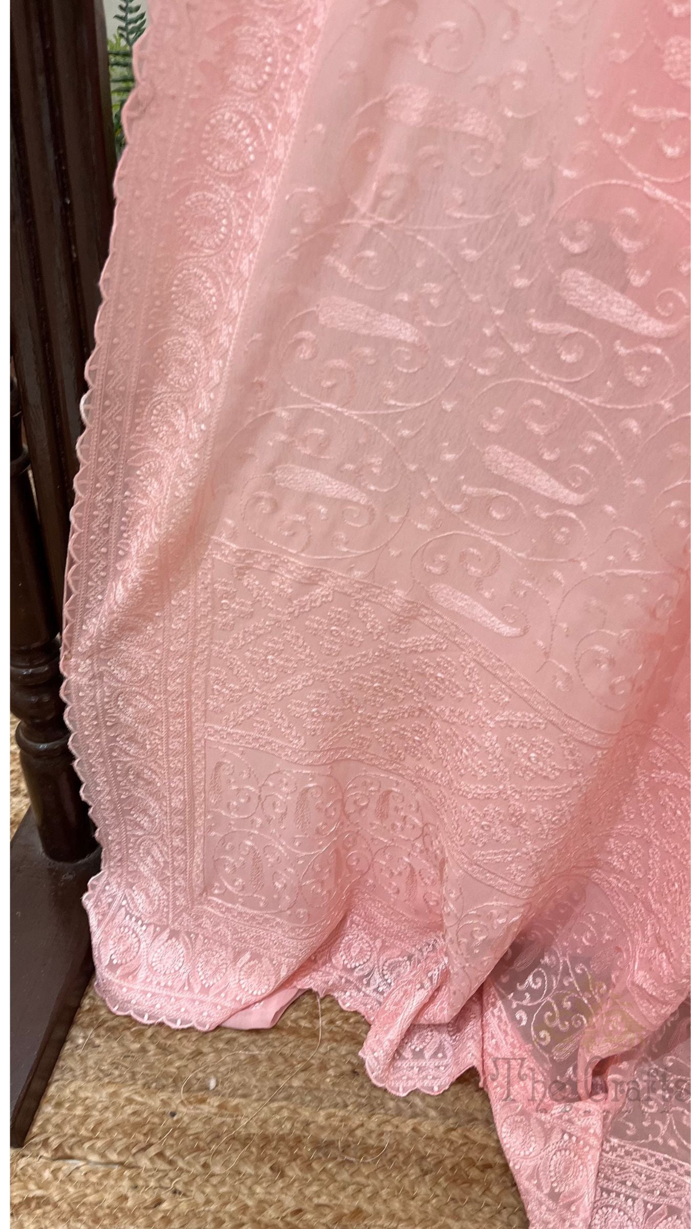 Pure Georgette Chikankari Handloom Banarasi Saree