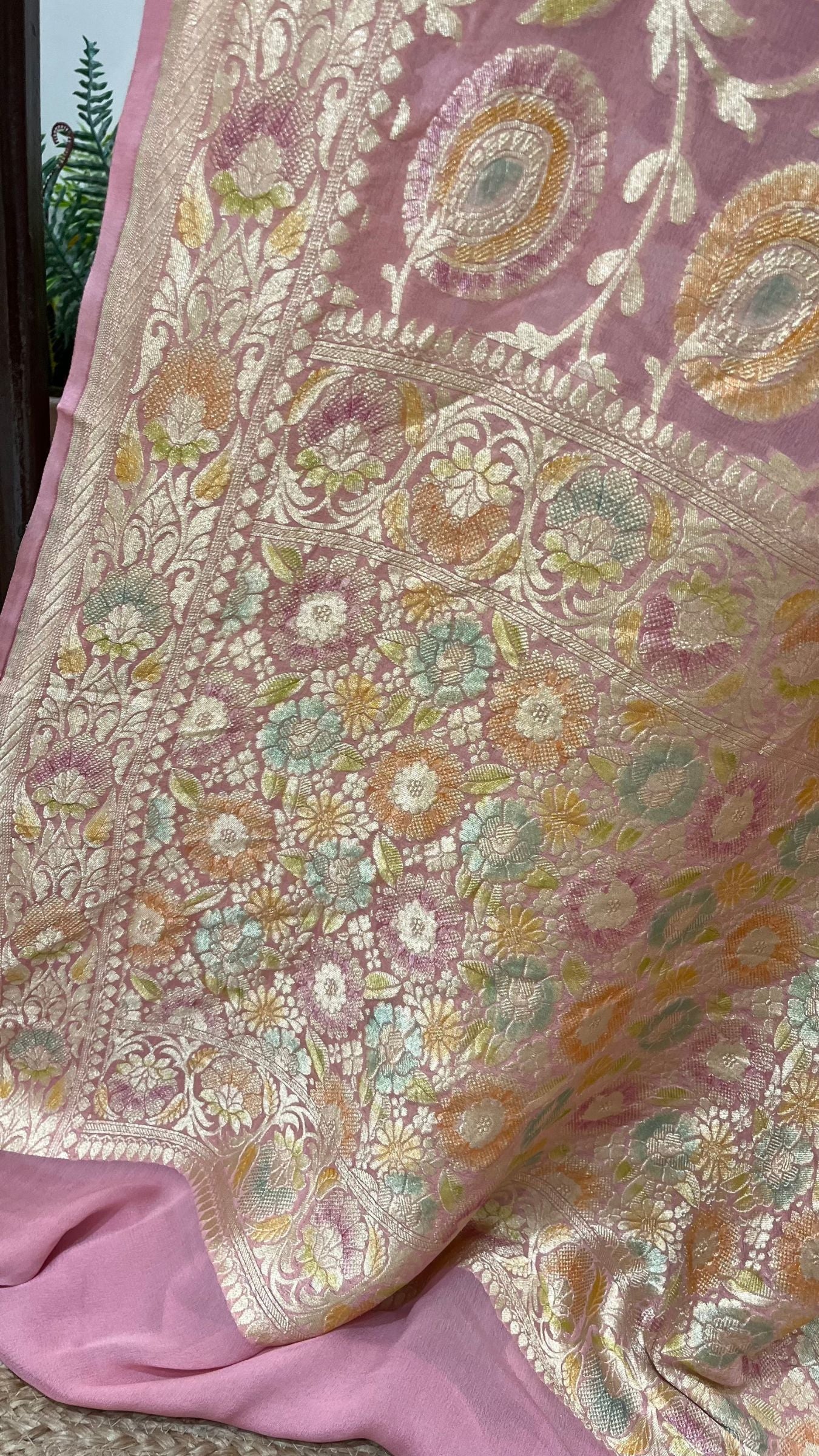 Khaddi Georgette Handloom Banarasi Saree