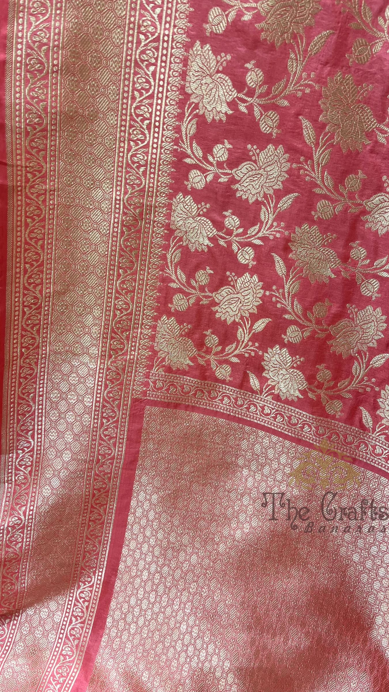 Pure Katan Silk Handloom Banarasi Saree - Jaal Work