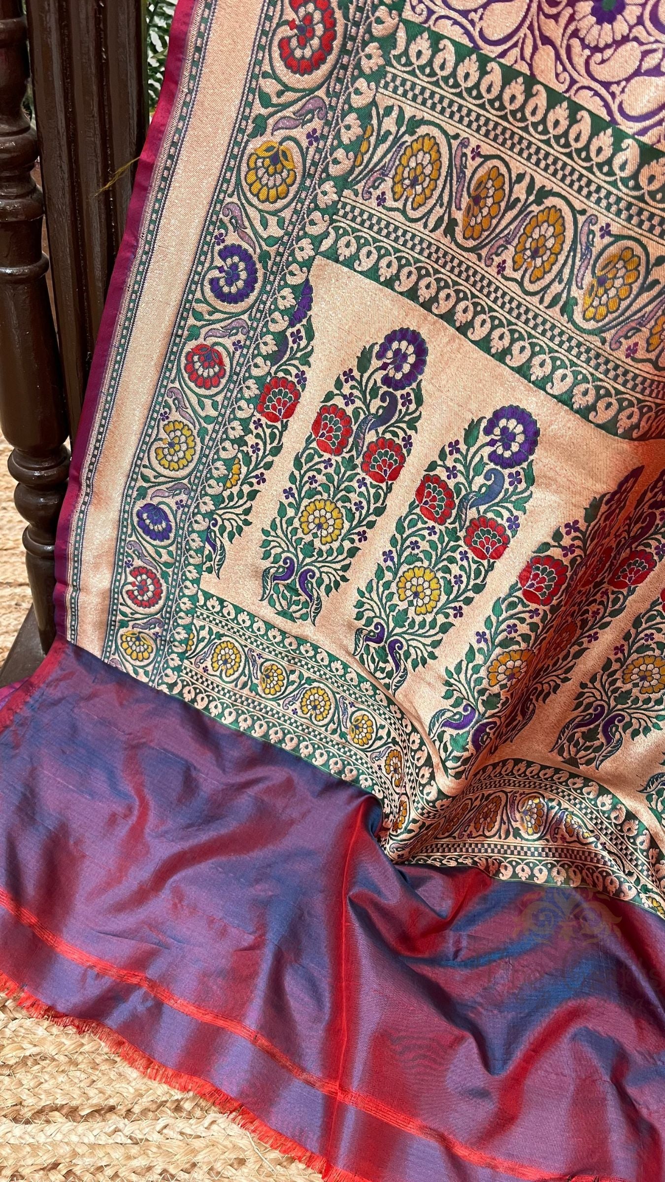 Pure Katan Silk Handloom Banarasi Saree - Tanchui Brocade Meena