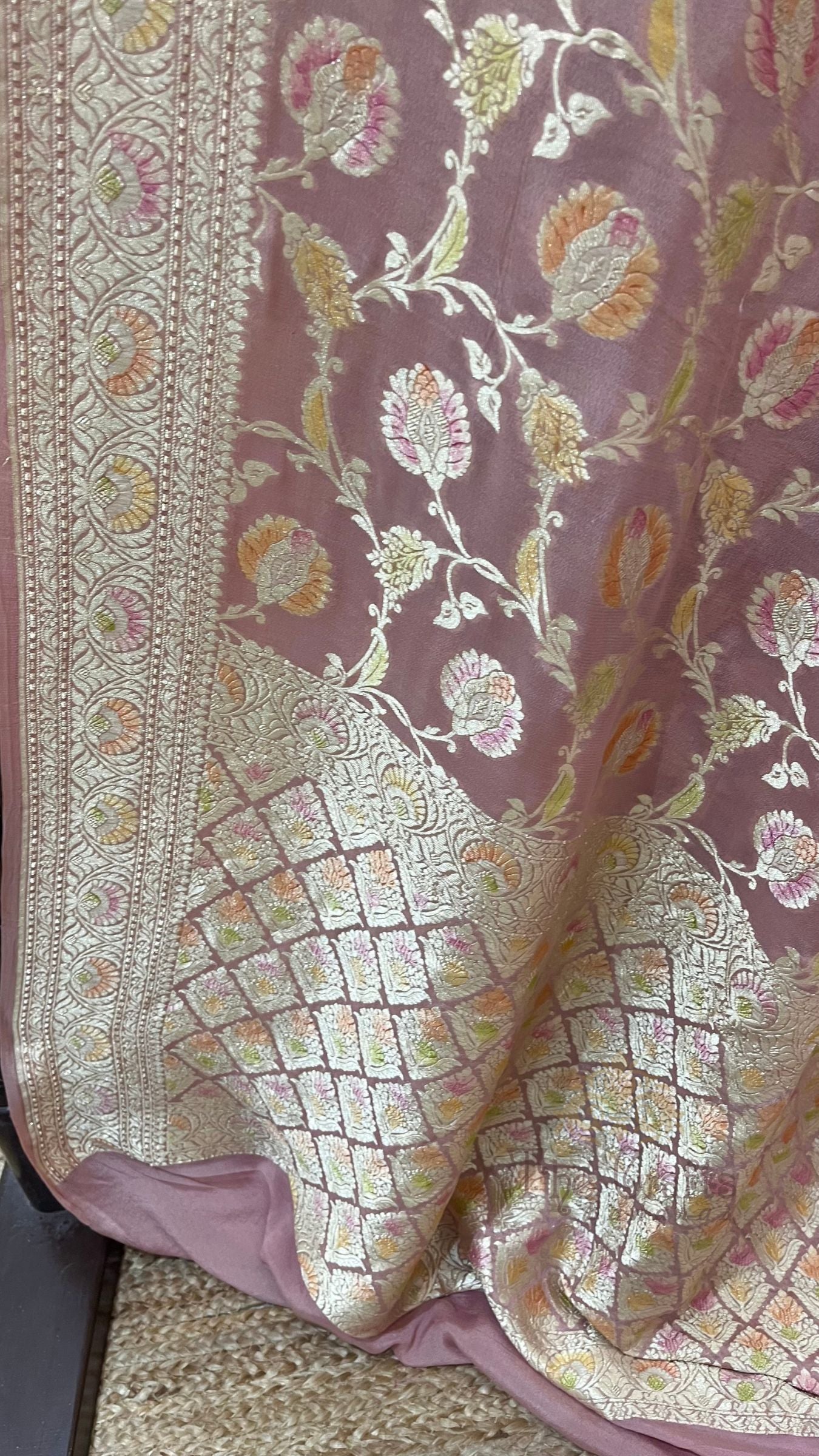 Khaddi Georgette Handloom Banarasi Saree