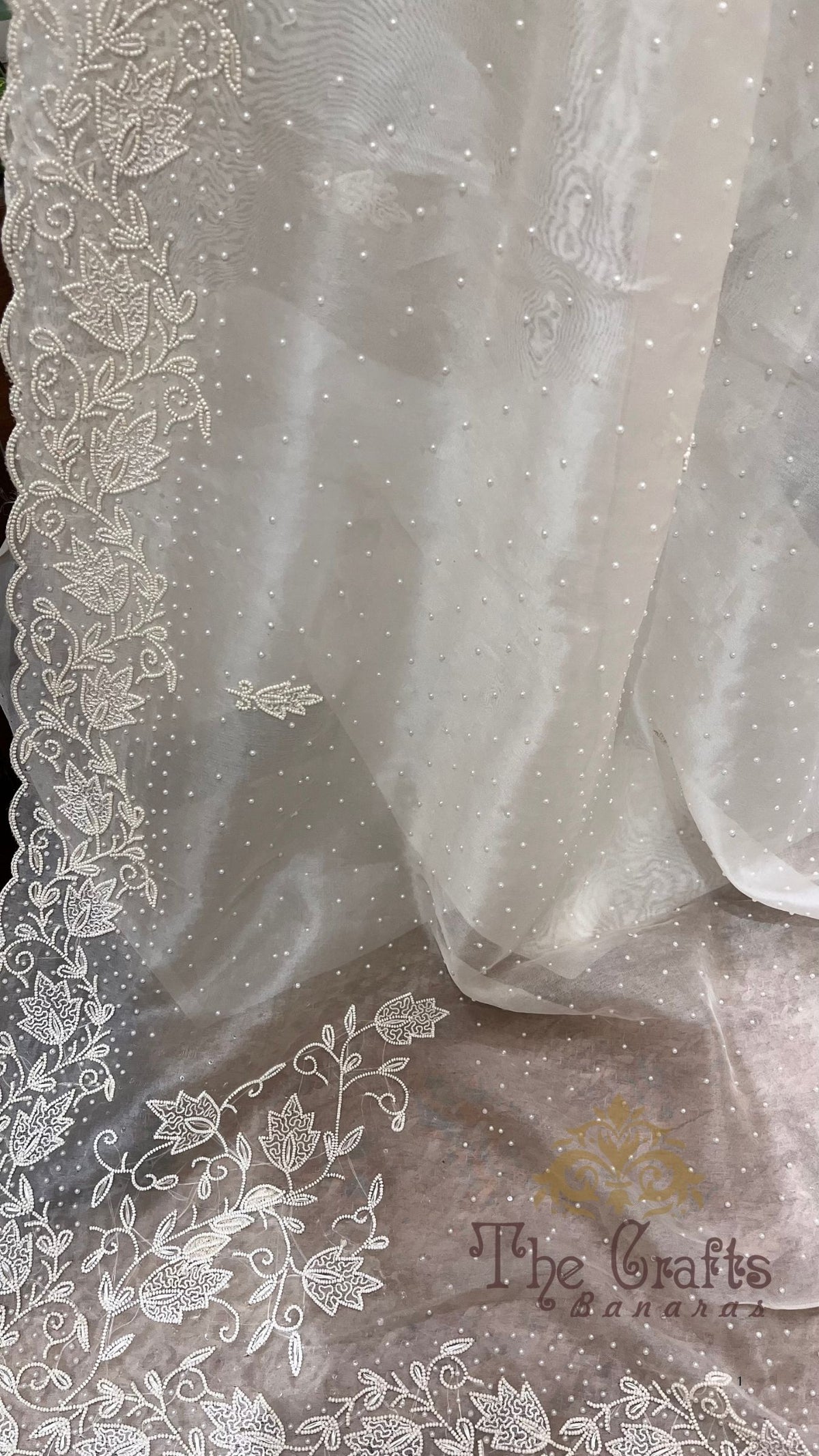 Pure Organza Silk Handloom Banarasi Saree - handwork motifs