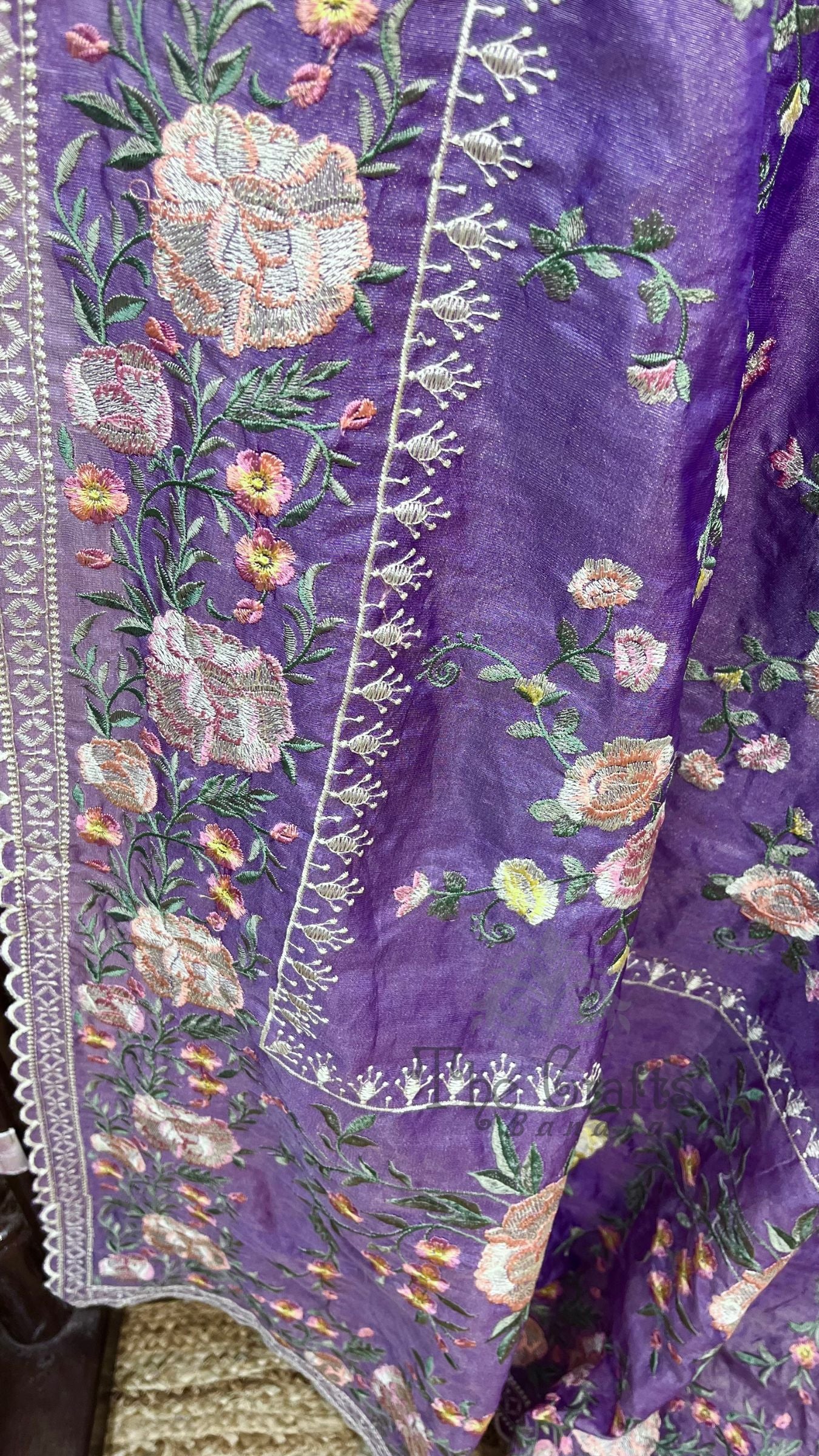 Pure Tissue Silk Banarasi Saree - Chikankari all over