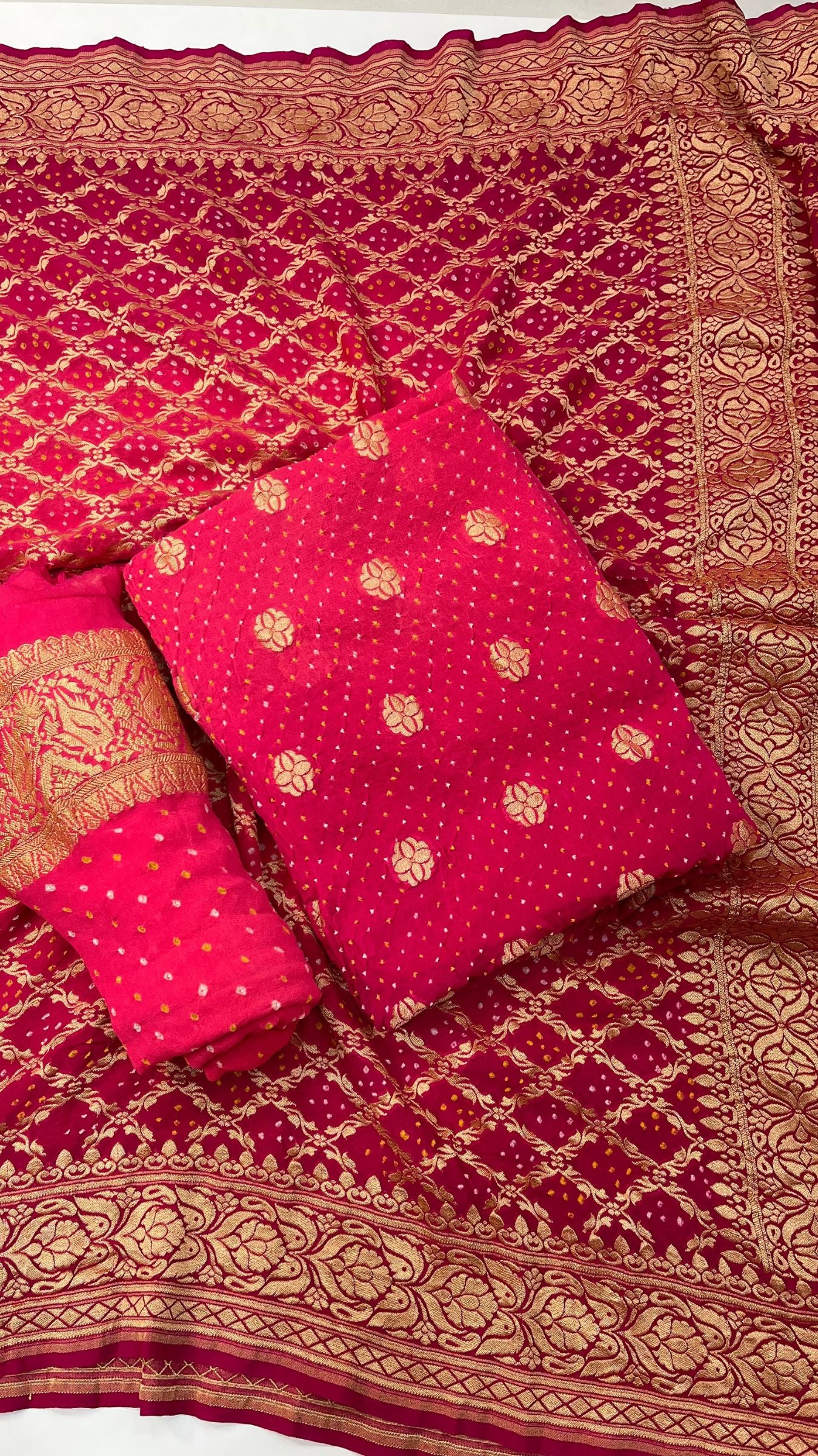 Pure Georgette Banarasi Bandhej Dress Material