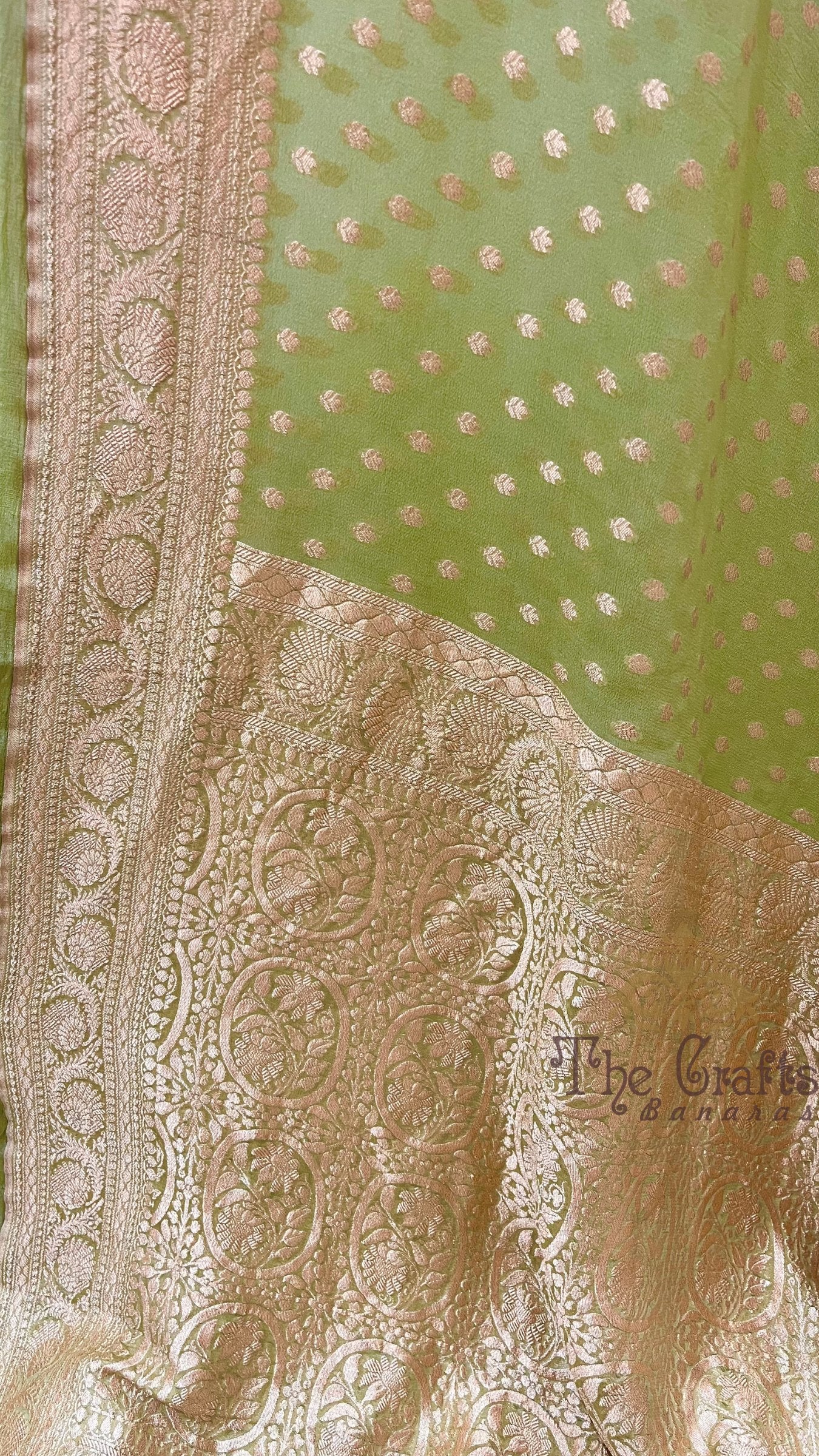 Khaddi Georgette Banarasi Saree - Gold Zari