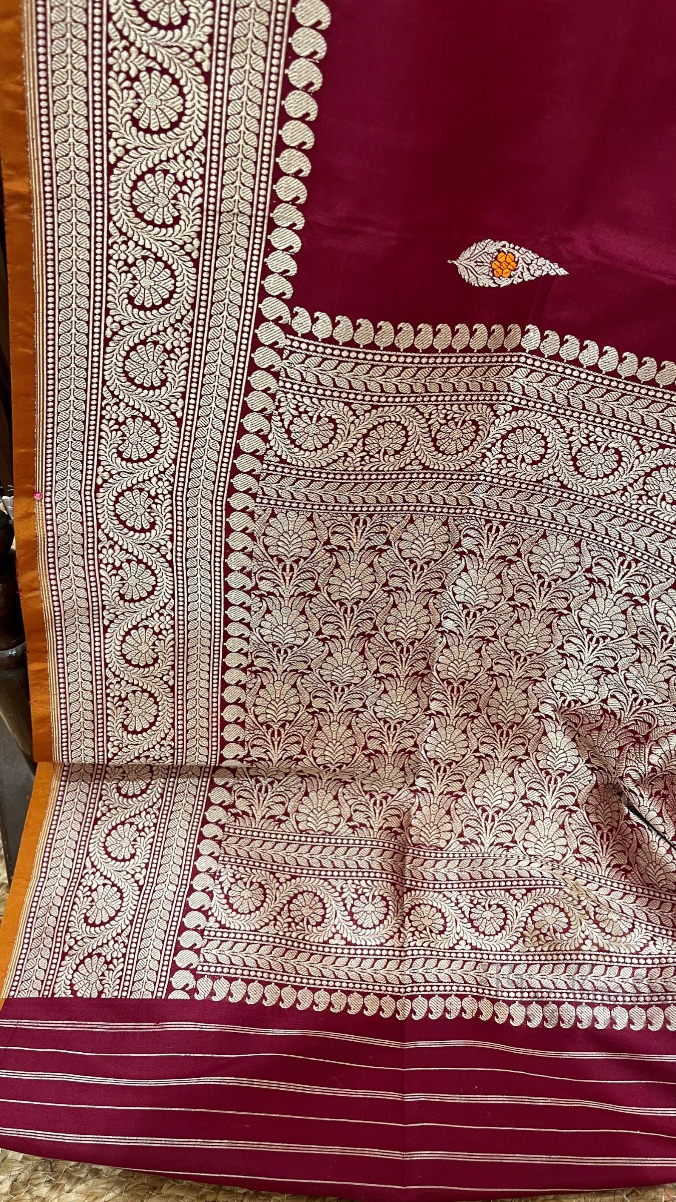 Pure Katan Silk Handloom Banarasi Saree - with kadhua meenakari motifs