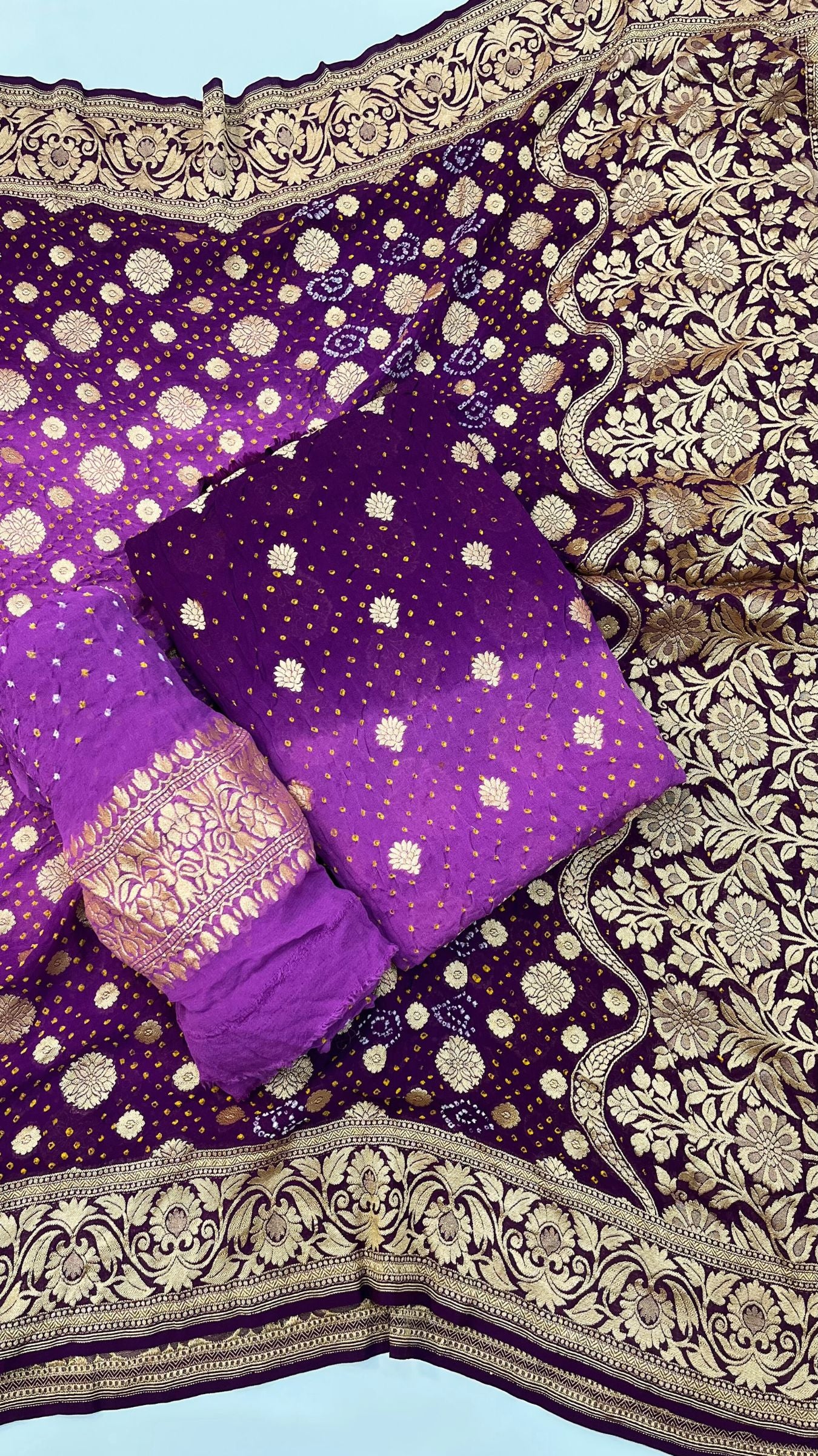 Pure Georgette Banarasi Bandhej Dress Material