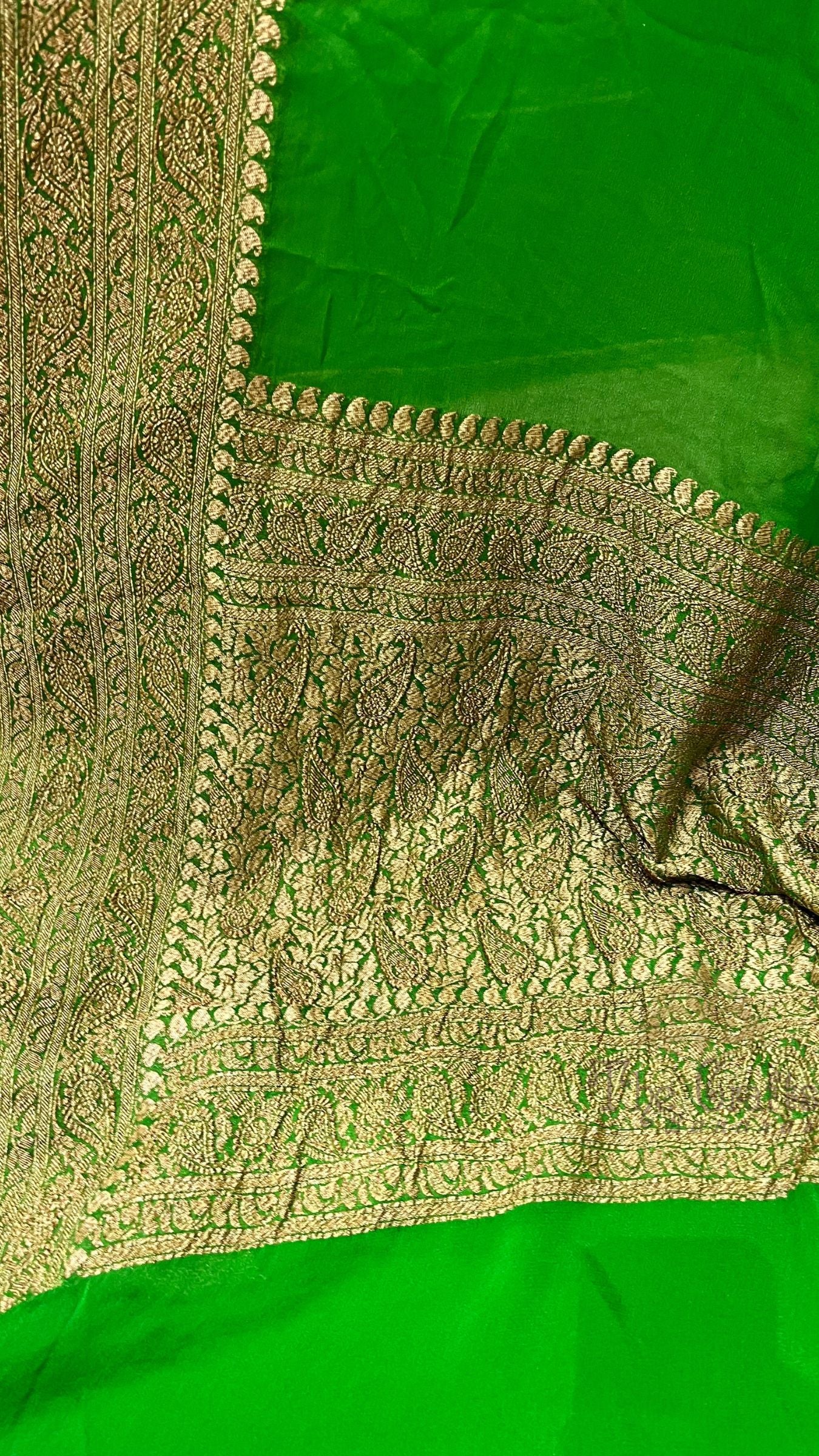 Khaddi Georgette Banarasi Saree - Antique Zari