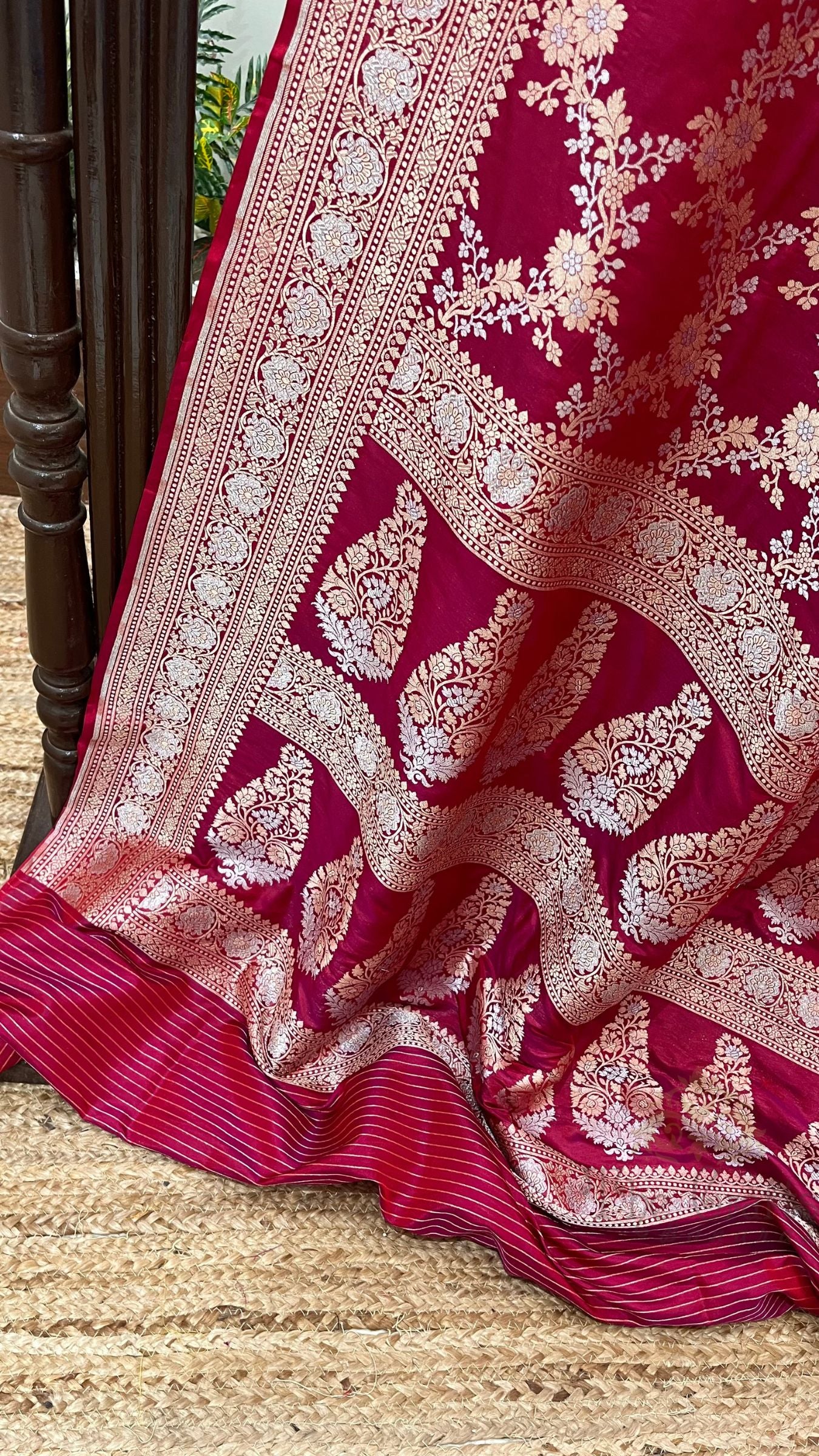 Pure Katan Silk Handloom Banarasi Saree - All Over Sona Rupa Jaal Work