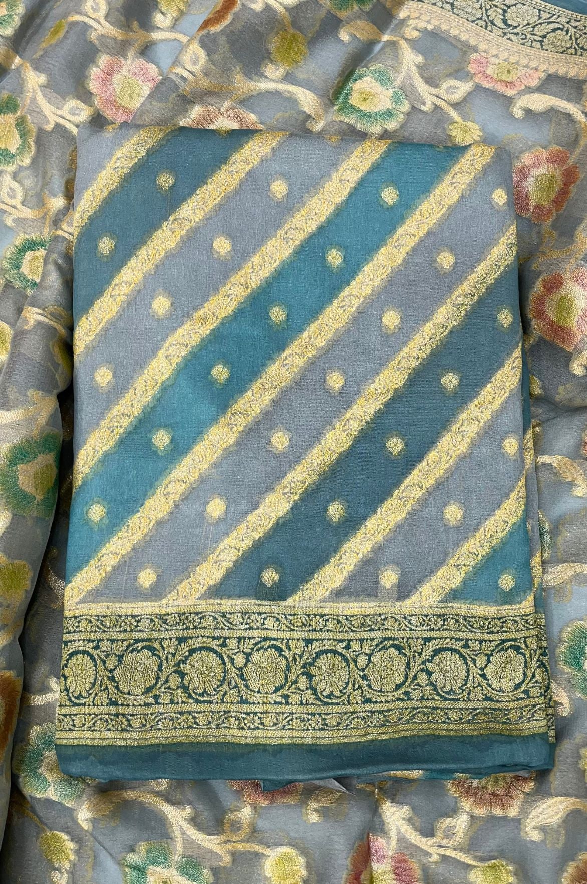 Pure Khaddi Chiffon Banarasi Dress Material