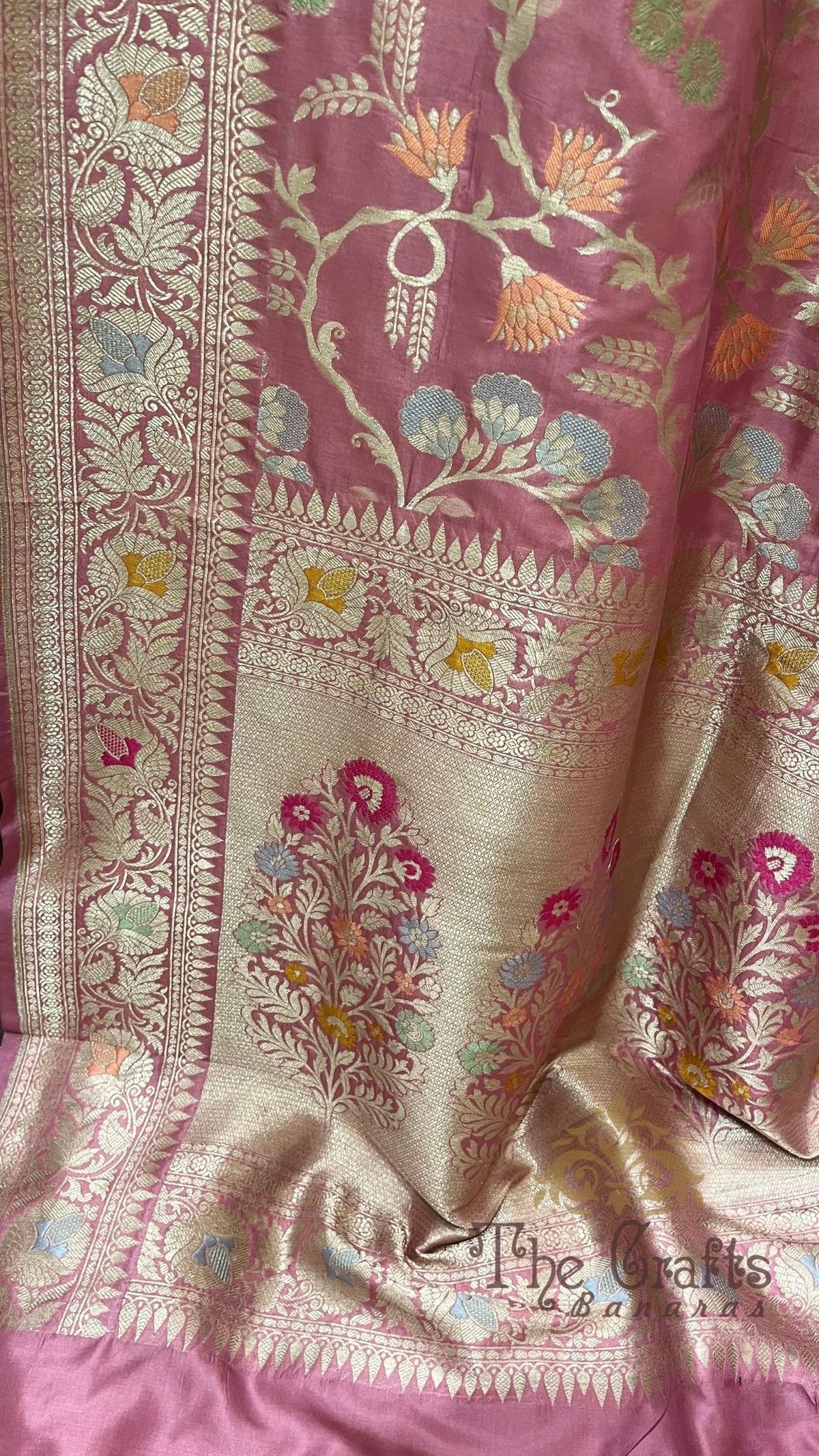 Pure Katan Silk Handloom Banarasi Saree - Jaal Work with Meenakari