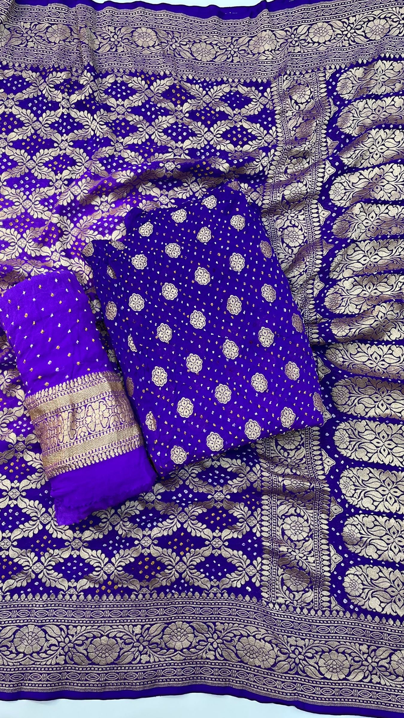 Pure Georgette Banarasi Bandhej Dress Material