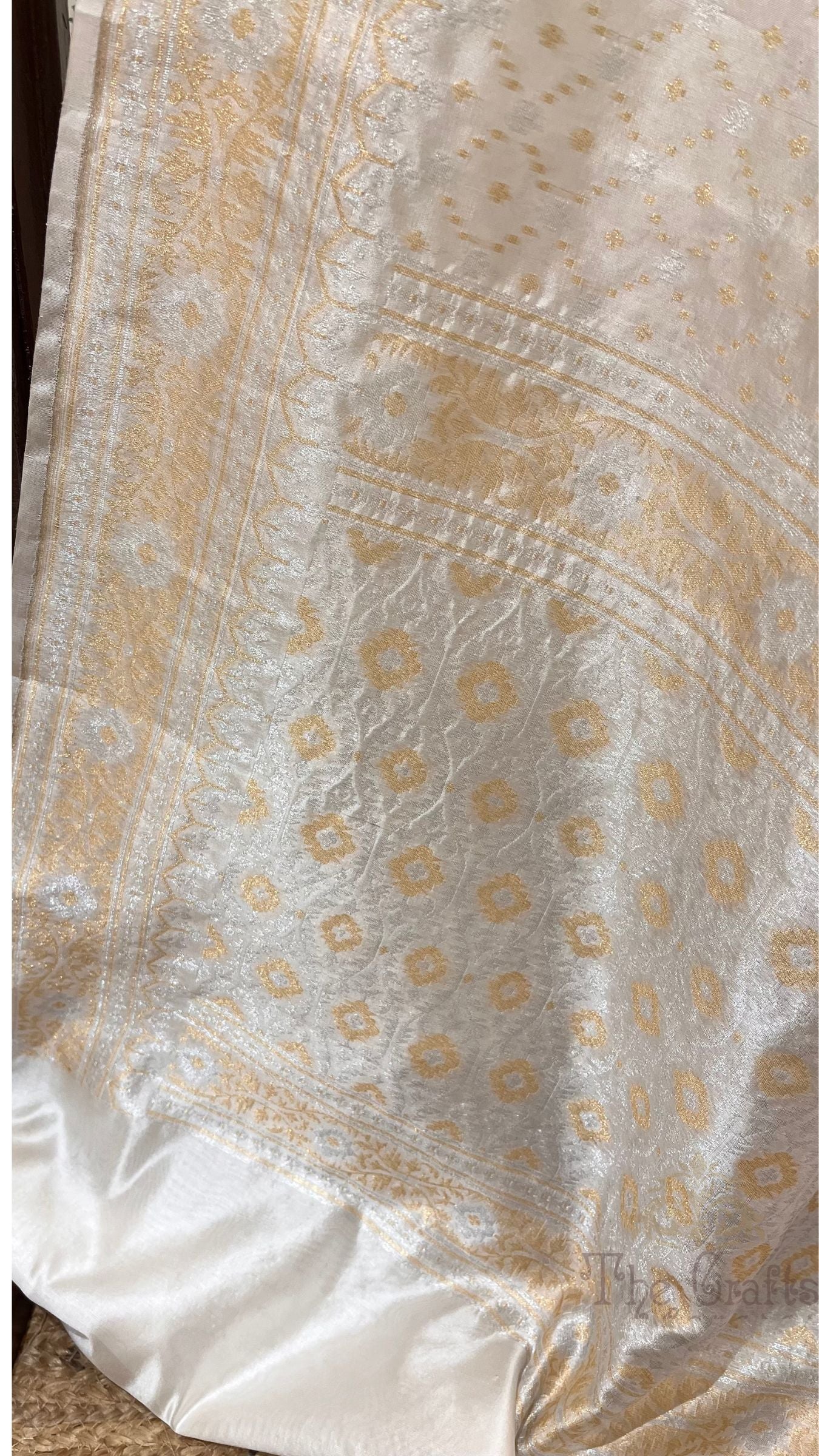 Pure Organza Silk Handloom Banarasi Saree - All over Sona Roopa Jaal work