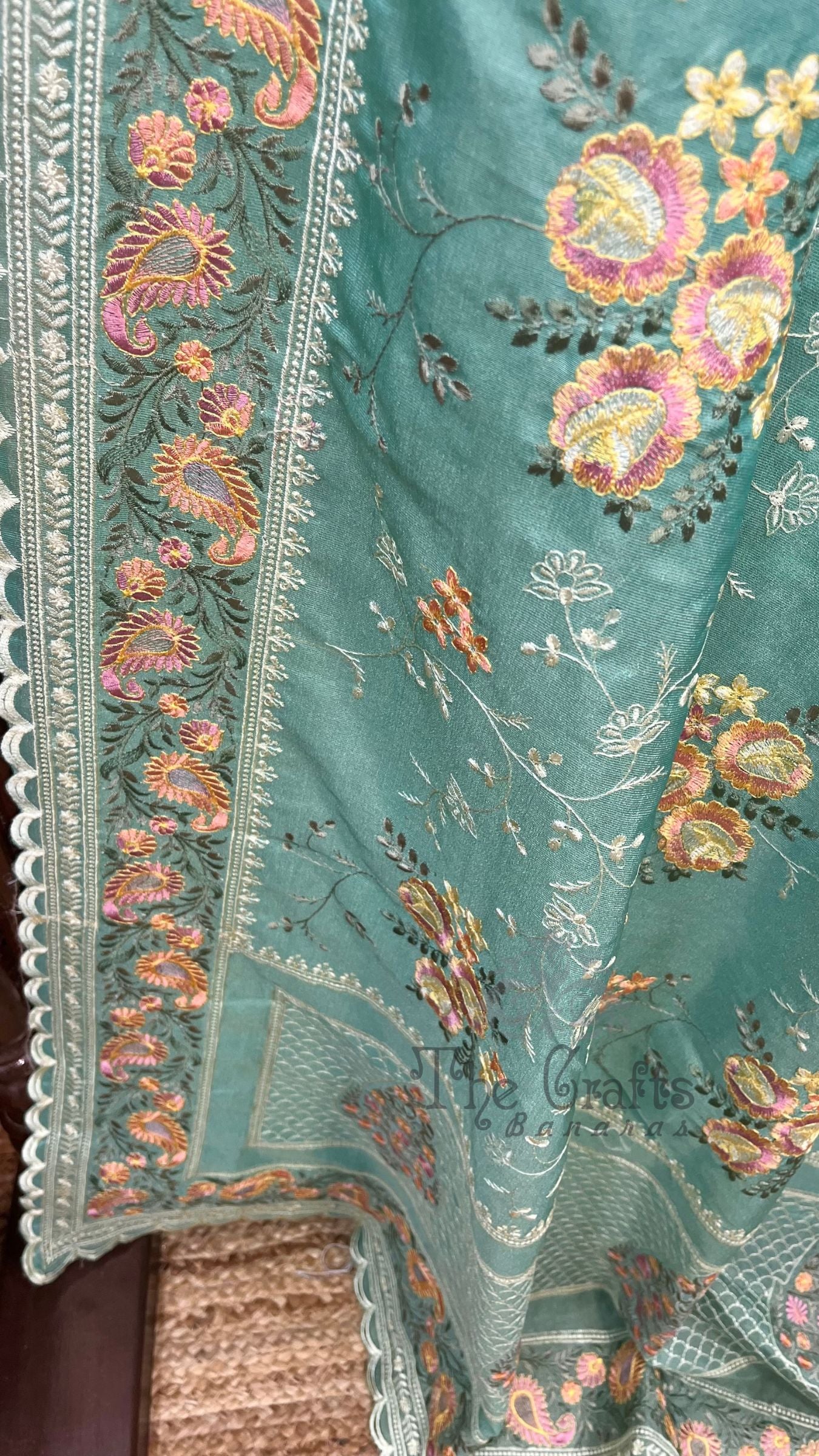 Pure Tissue Silk Banarasi Saree - Chikankari all over
