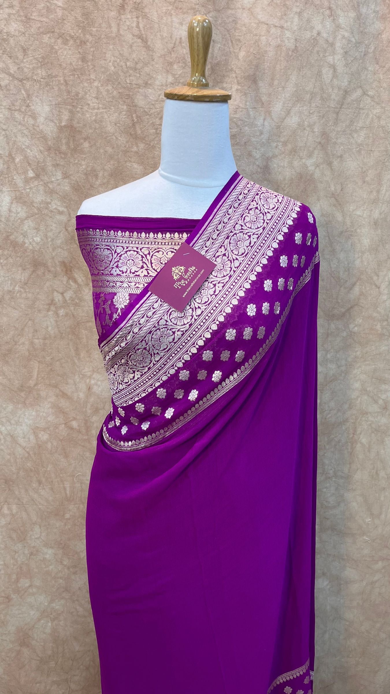 Khaddi Georgette Handloom Banarasi Saree