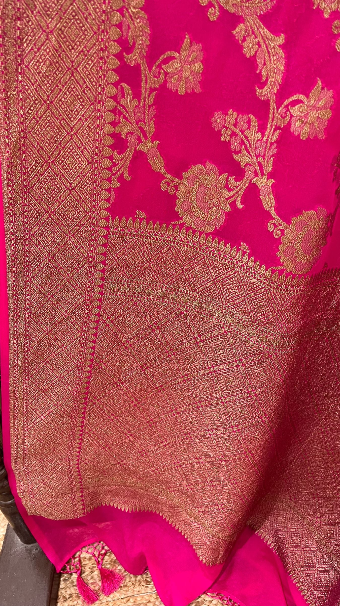 Khaddi Georgette Banarasi Saree - Antique Zari
