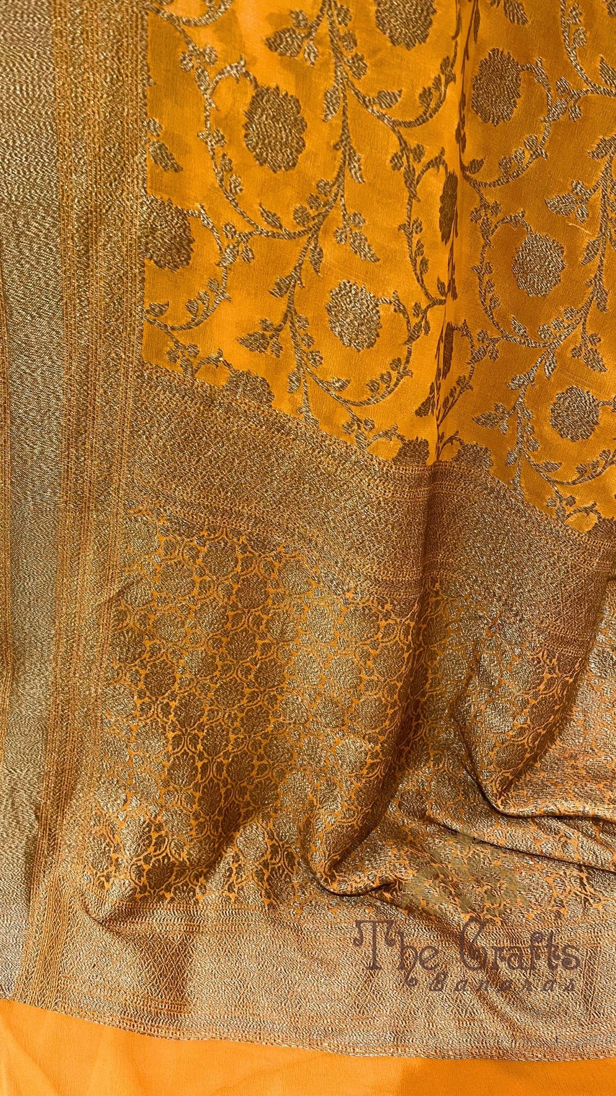 Khaddi Georgette Banarasi Saree - Antique Zari