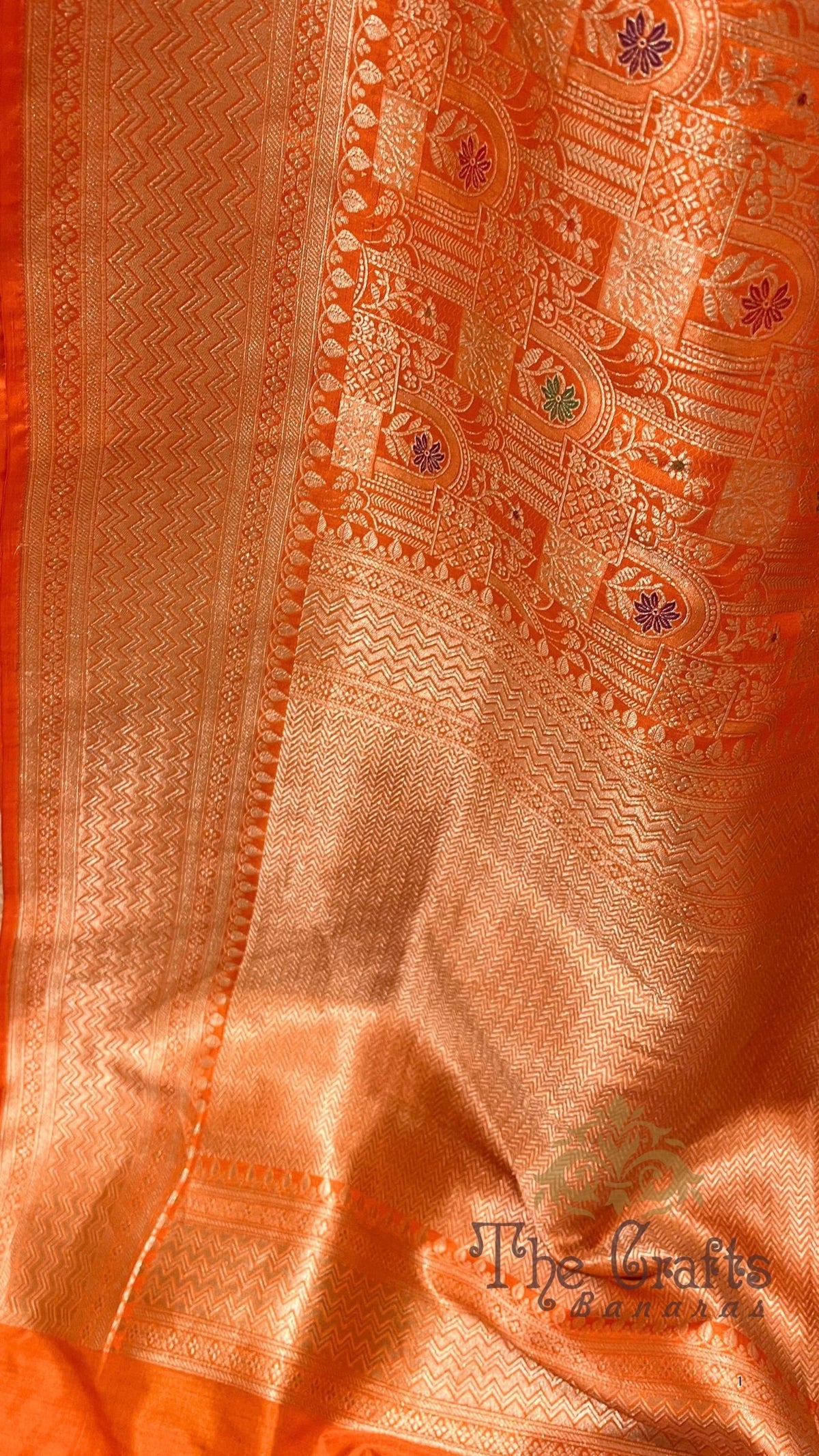 Pure Katan Silk Handloom Banarasi Saree -  Jaal Work with Meenakari