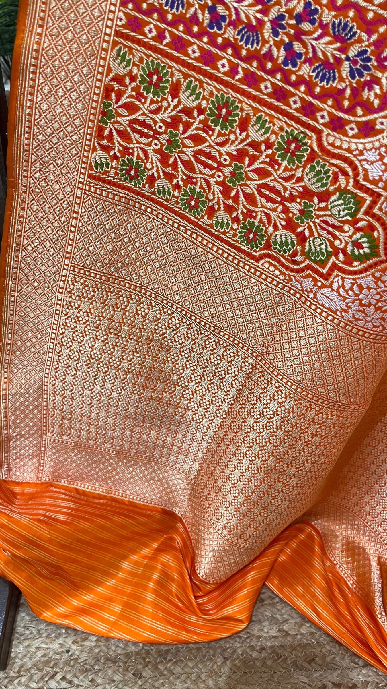 Pure Katan Silk Handloom Banarasi Saree - Kadhua Tanchui Brocade Meena
