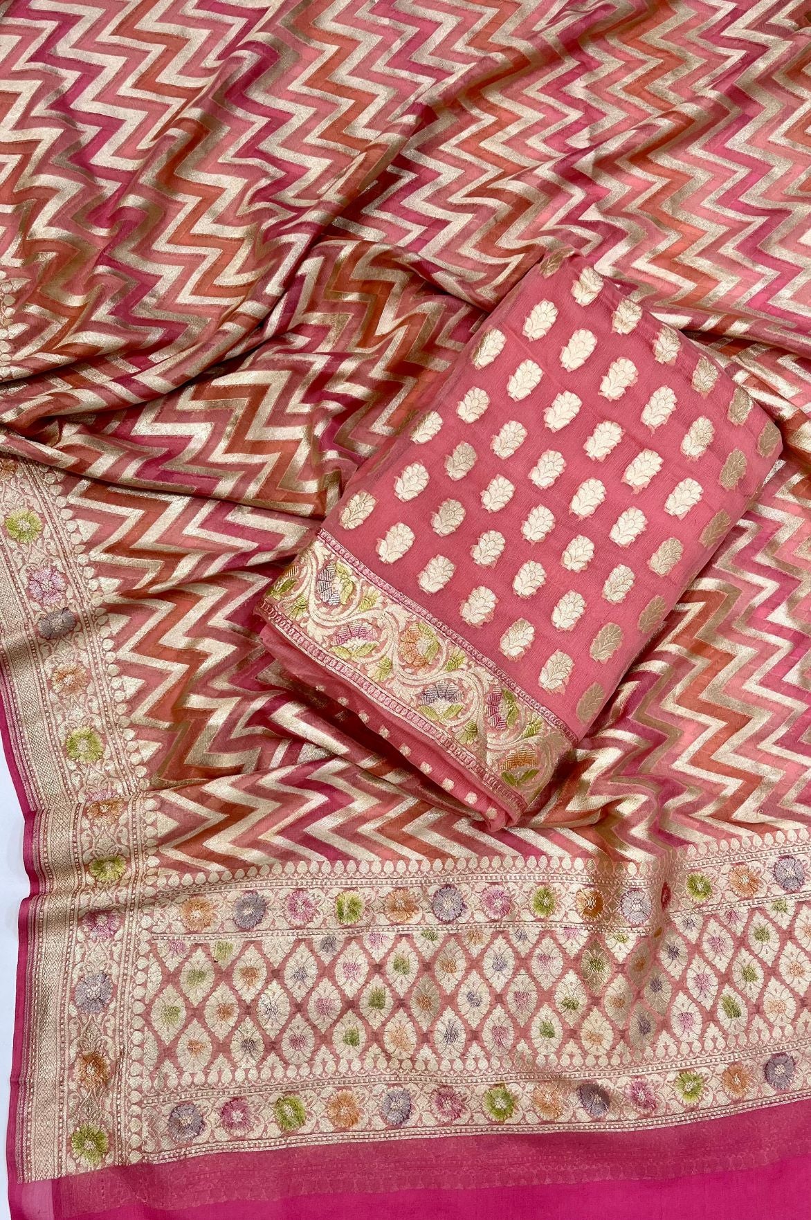 Khaddi Georgette Banarasi Dress Material