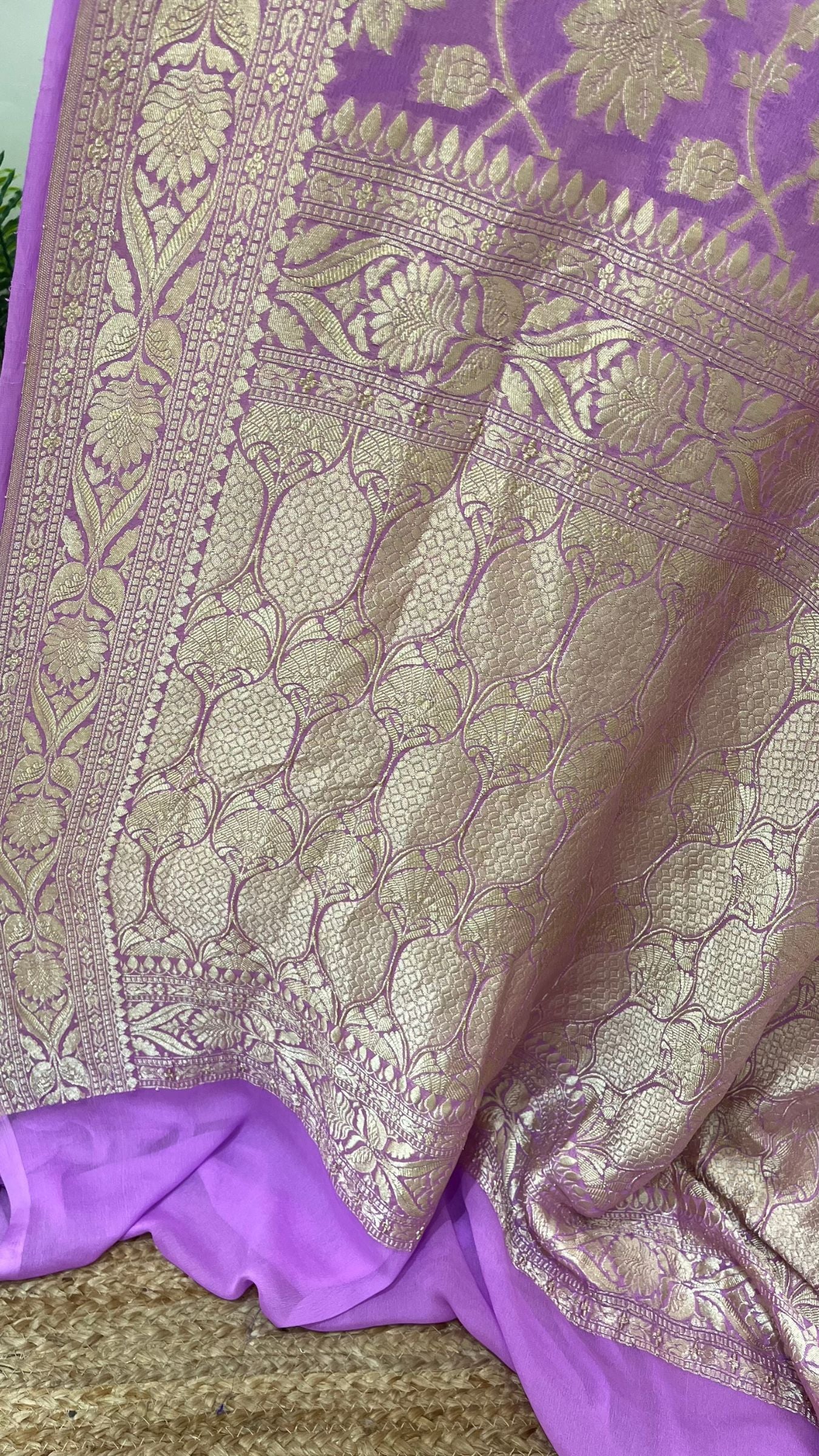 Khaddi Georgette Handloom Banarasi Saree - Water Zari