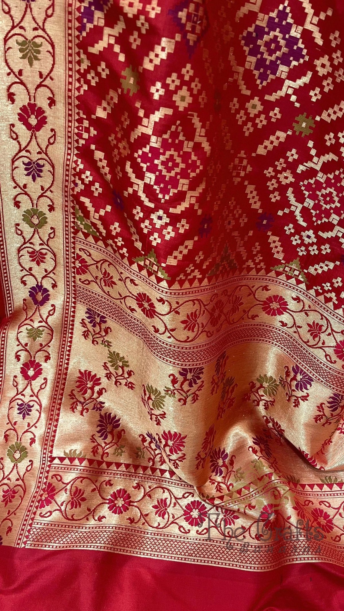 Pure Ektara Katan Silk Jamdani Banarasi Saree - Tilfi