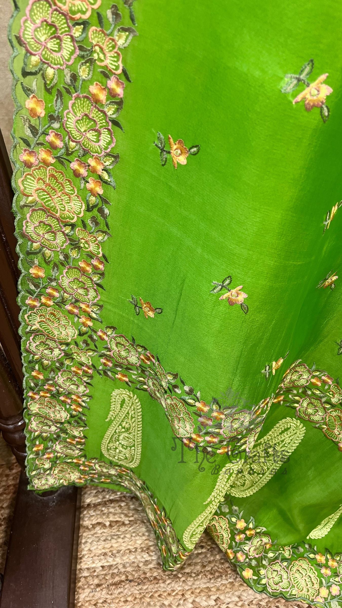 Pure Organza Silk Chikankari Handloom Banarasi Saree