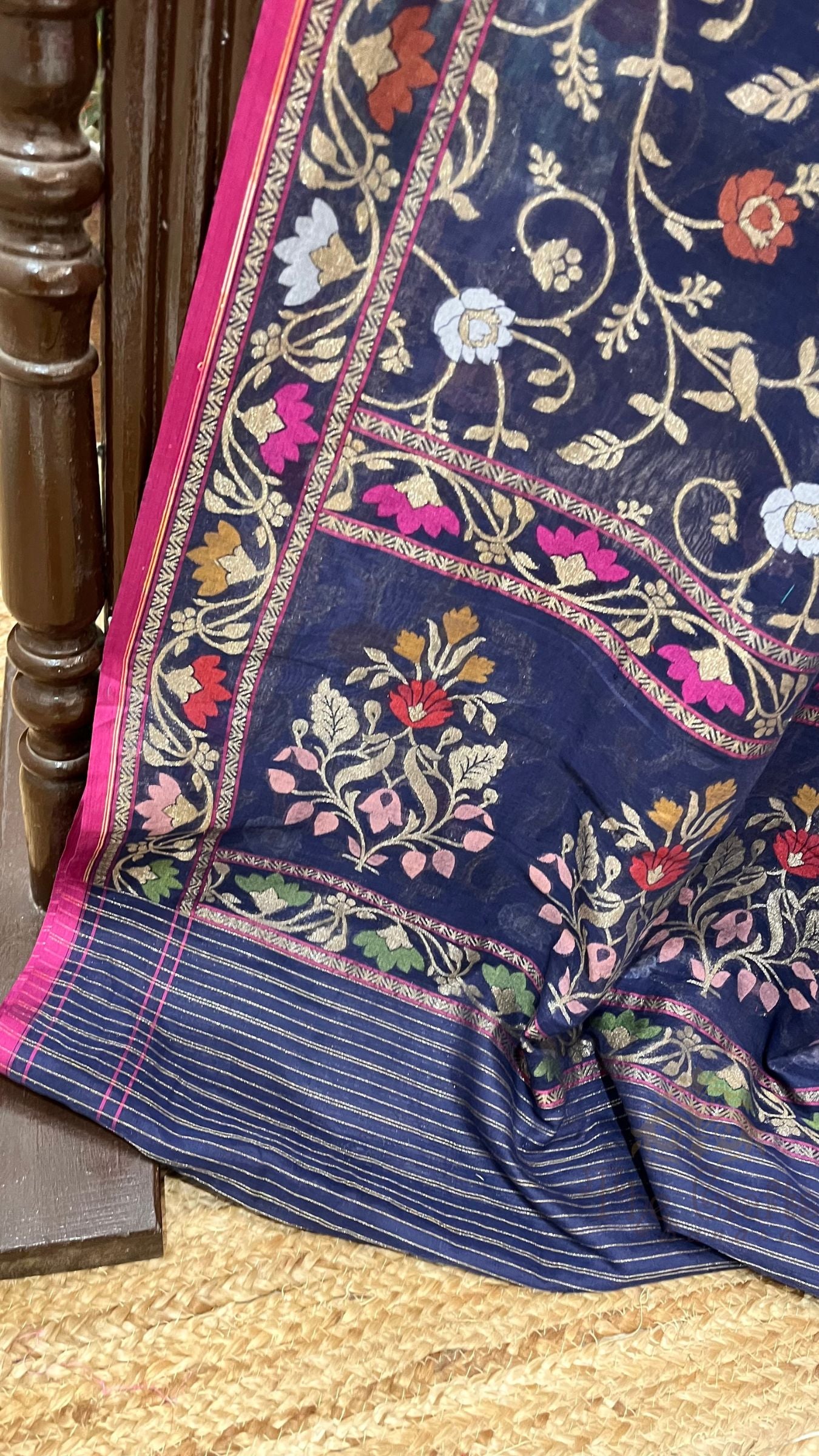 Pure Ektara Cotton Jamdani Banarasi Saree - Tilfi