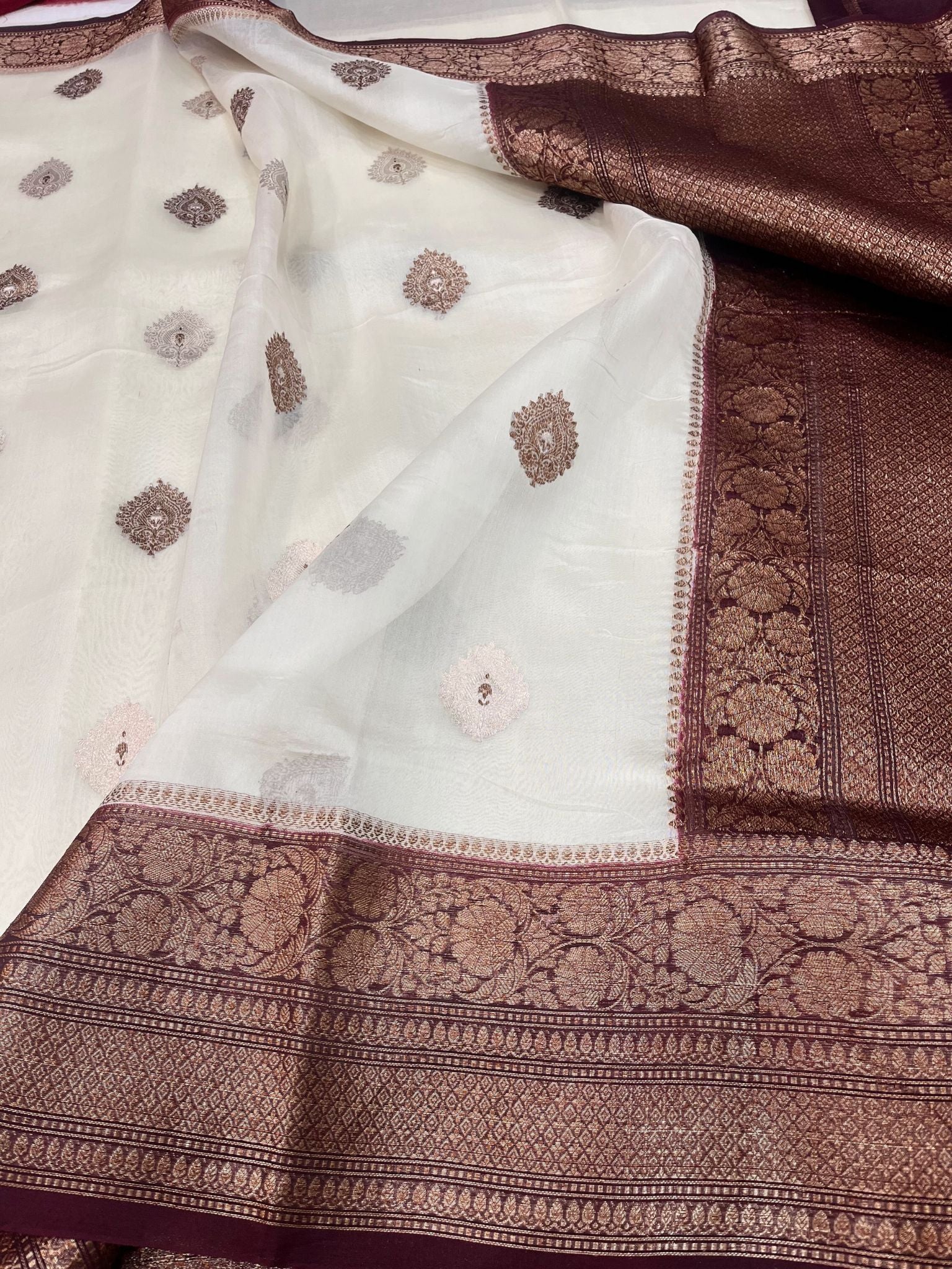 Pure Kora Silk Handloom Banarasi Saree