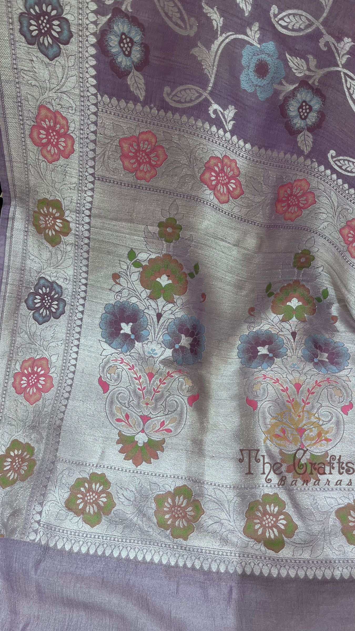 Tussar Georgette Handloom Banarasi Saree - Meenakari