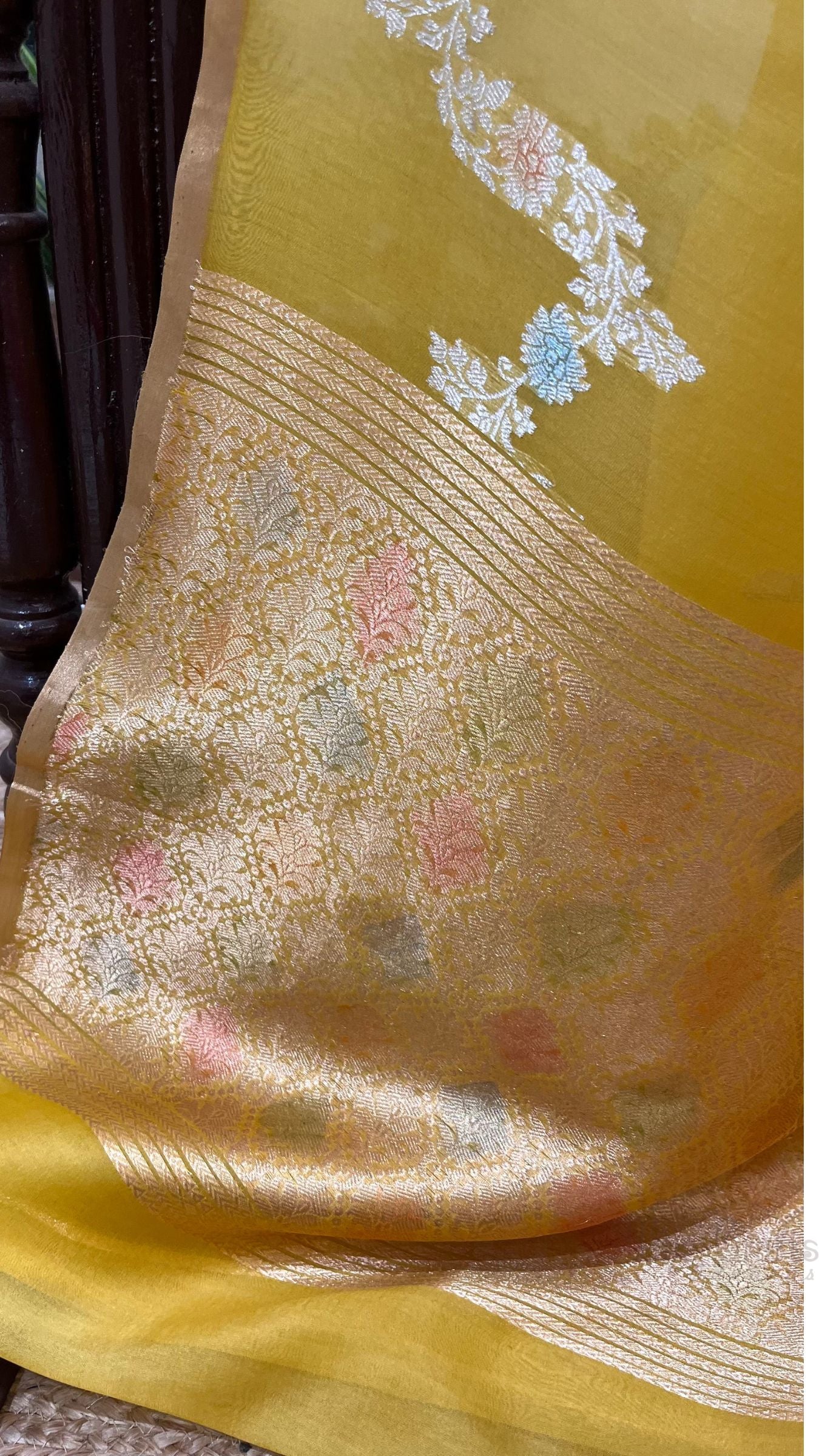 Pure Kora Silk Handloom Banarasi Saree