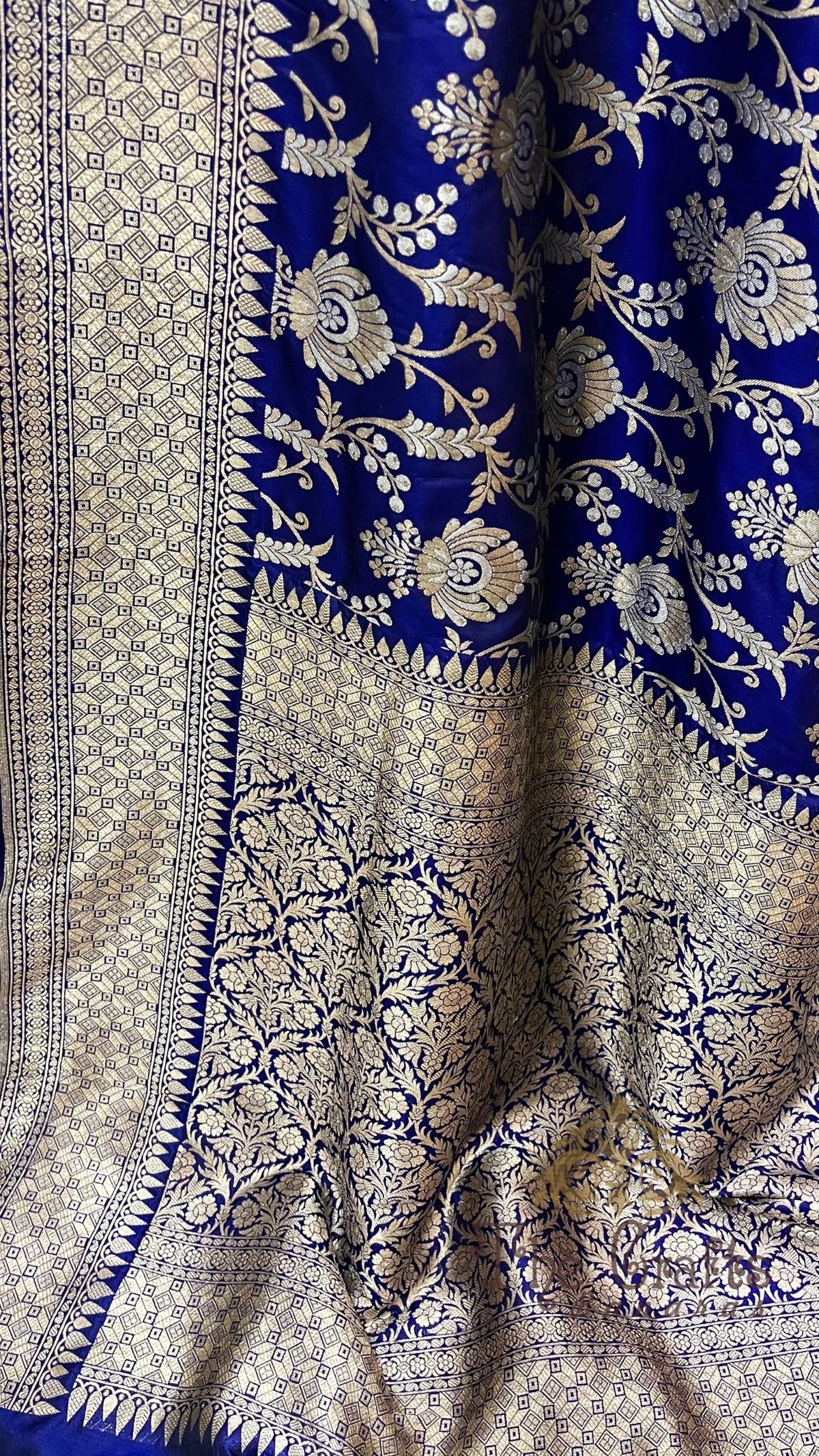 Pure Katan Silk Handloom Banarasi Saree - All Over Sona Rupa Jaal Work