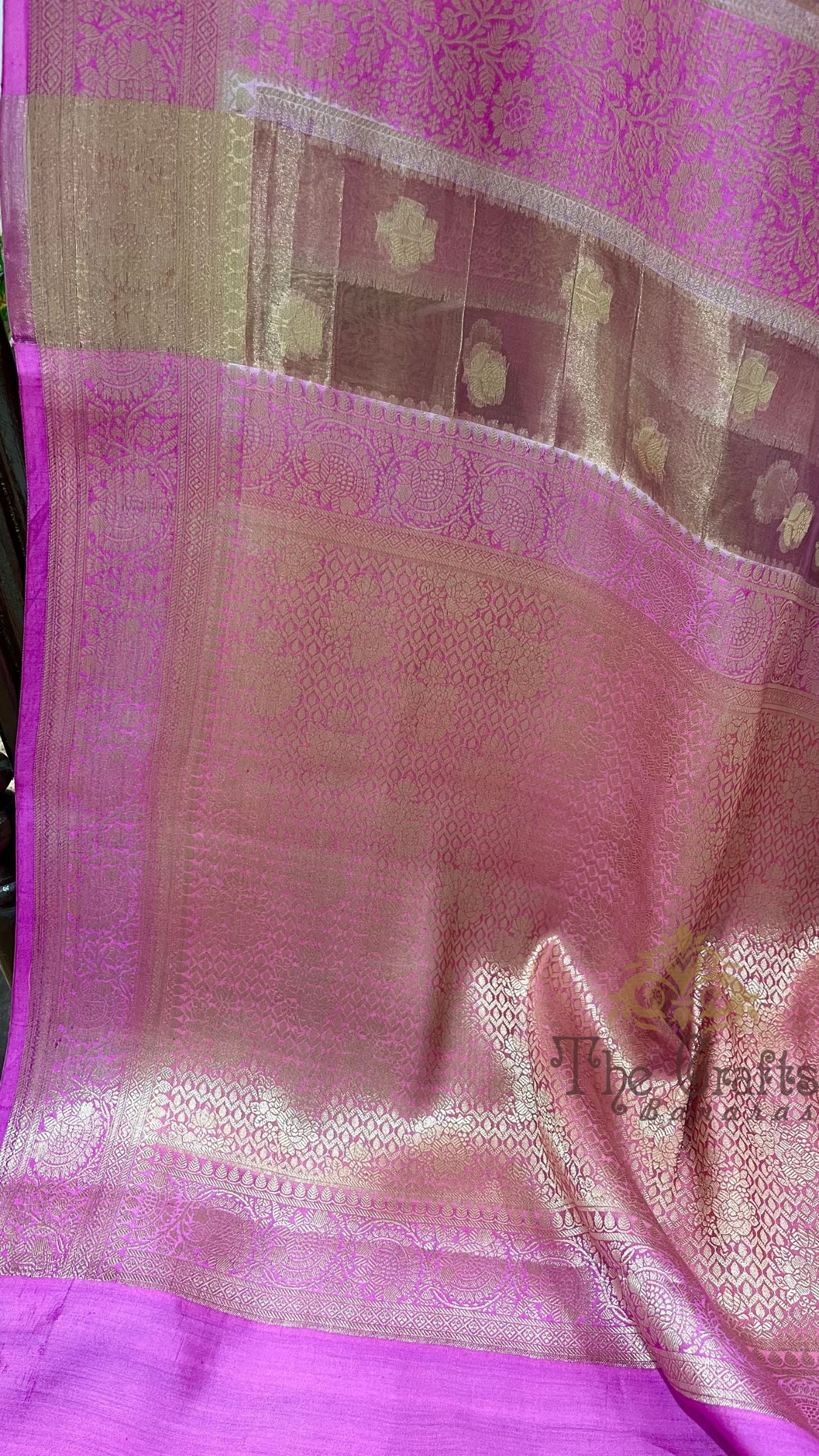 Pure Chiniya Tissue Silk Banarasi Saree - Multicolour Stripe