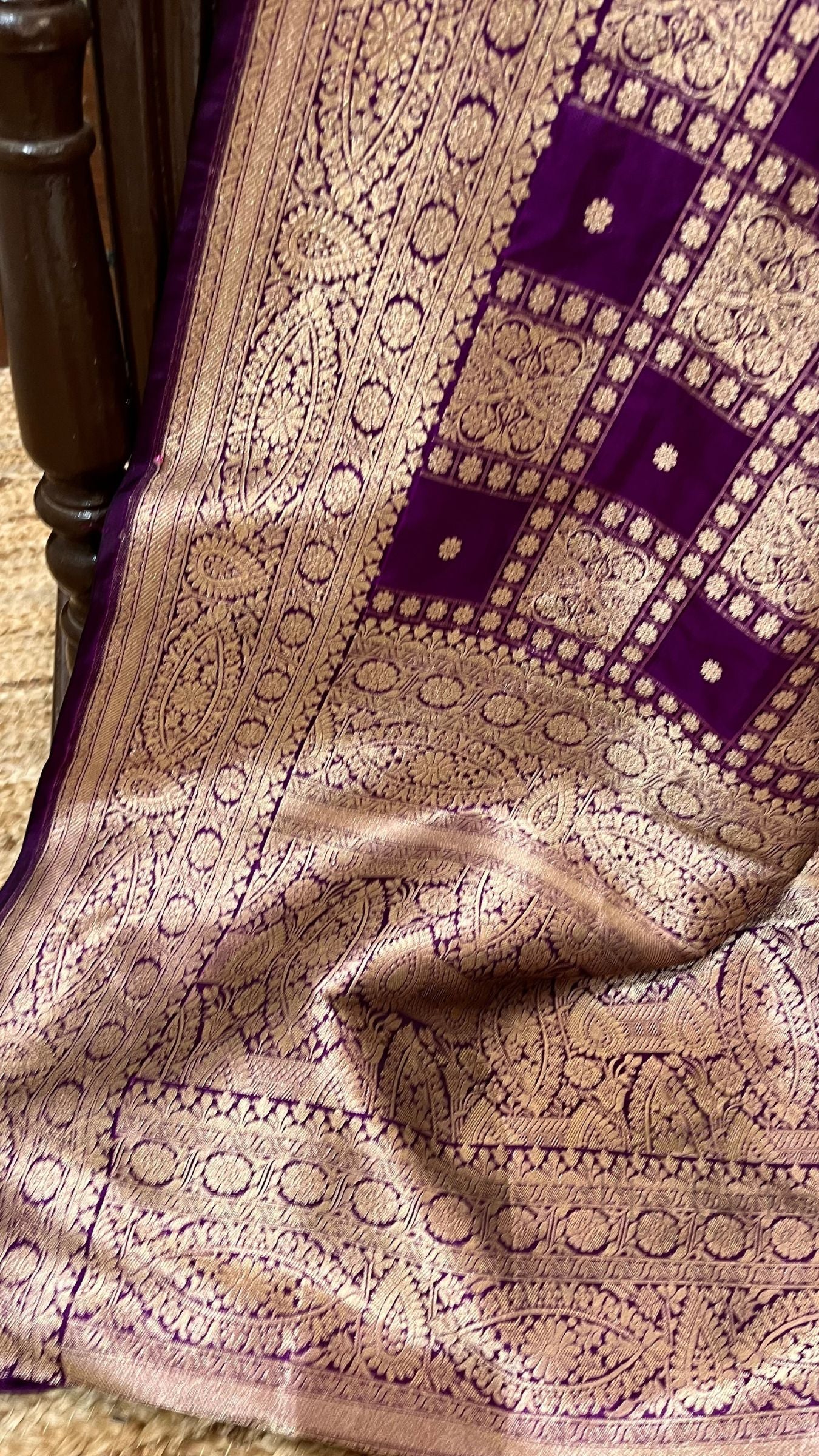 Pure Katan Silk Handloom Banarasi Saree - Jaal work