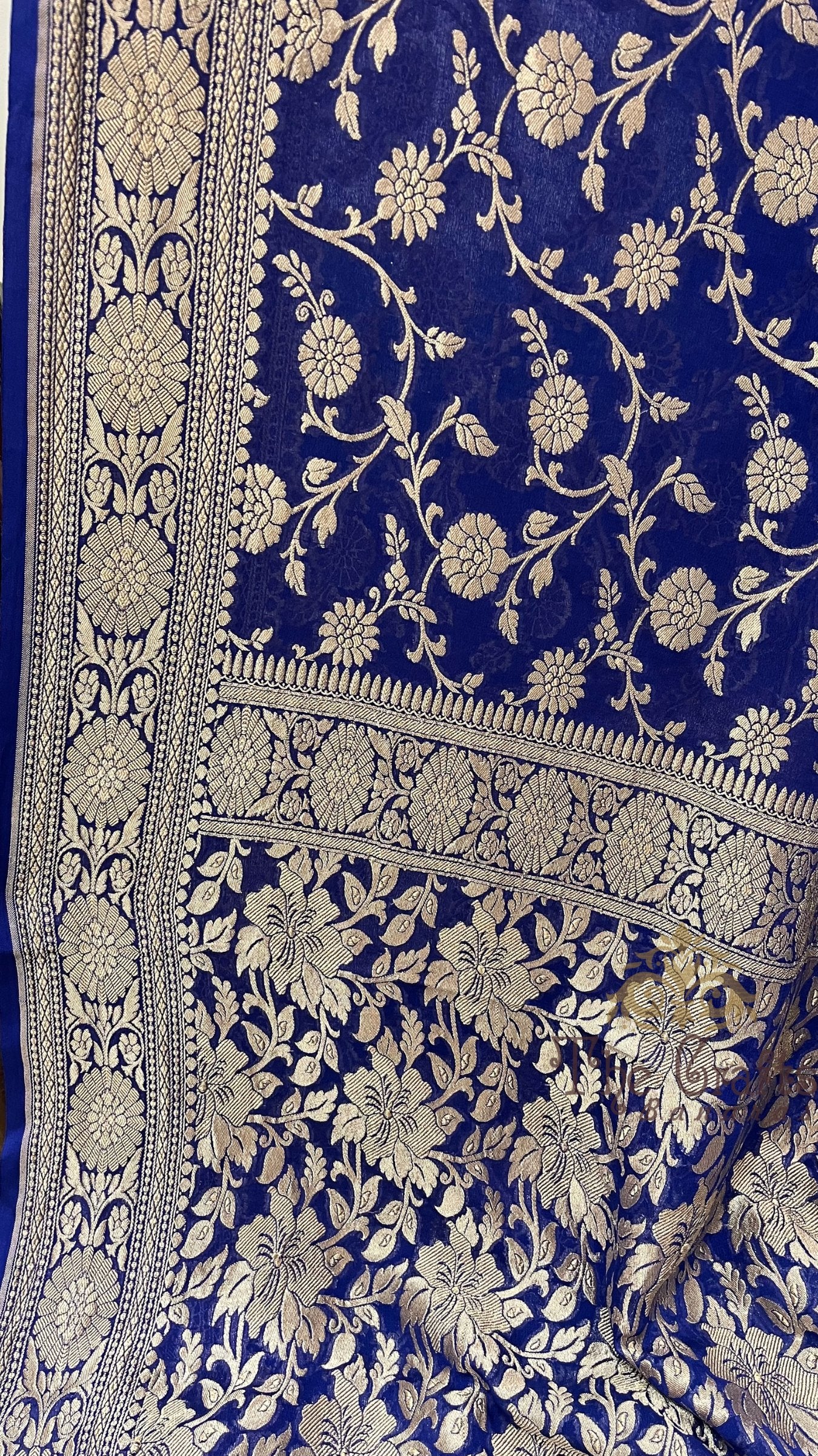 Khaddi Georgette Banarasi Saree - Gold Zari