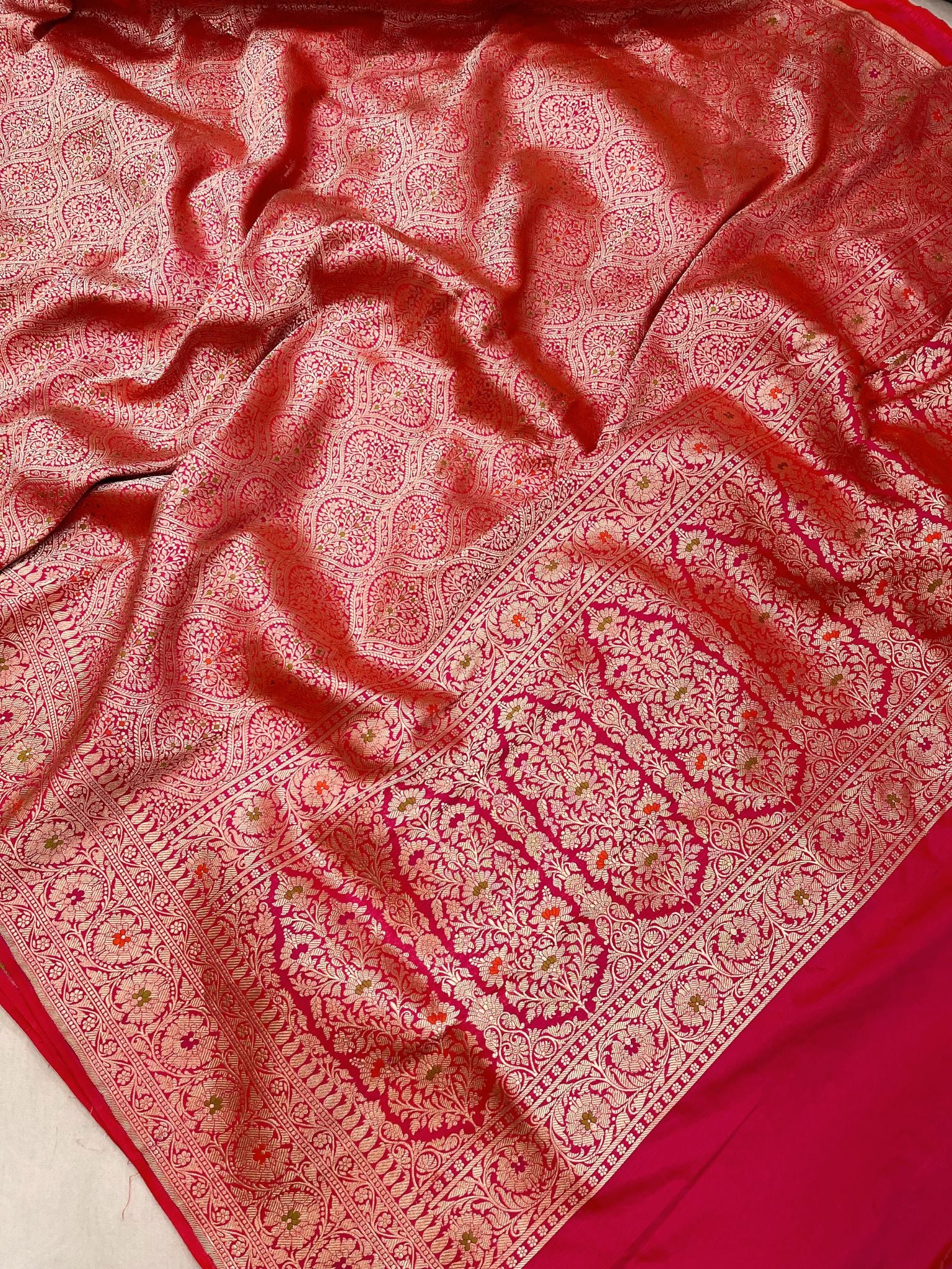 Pure Katan Silk Handloom Banarasi Saree - Tanchui Brocade Meena