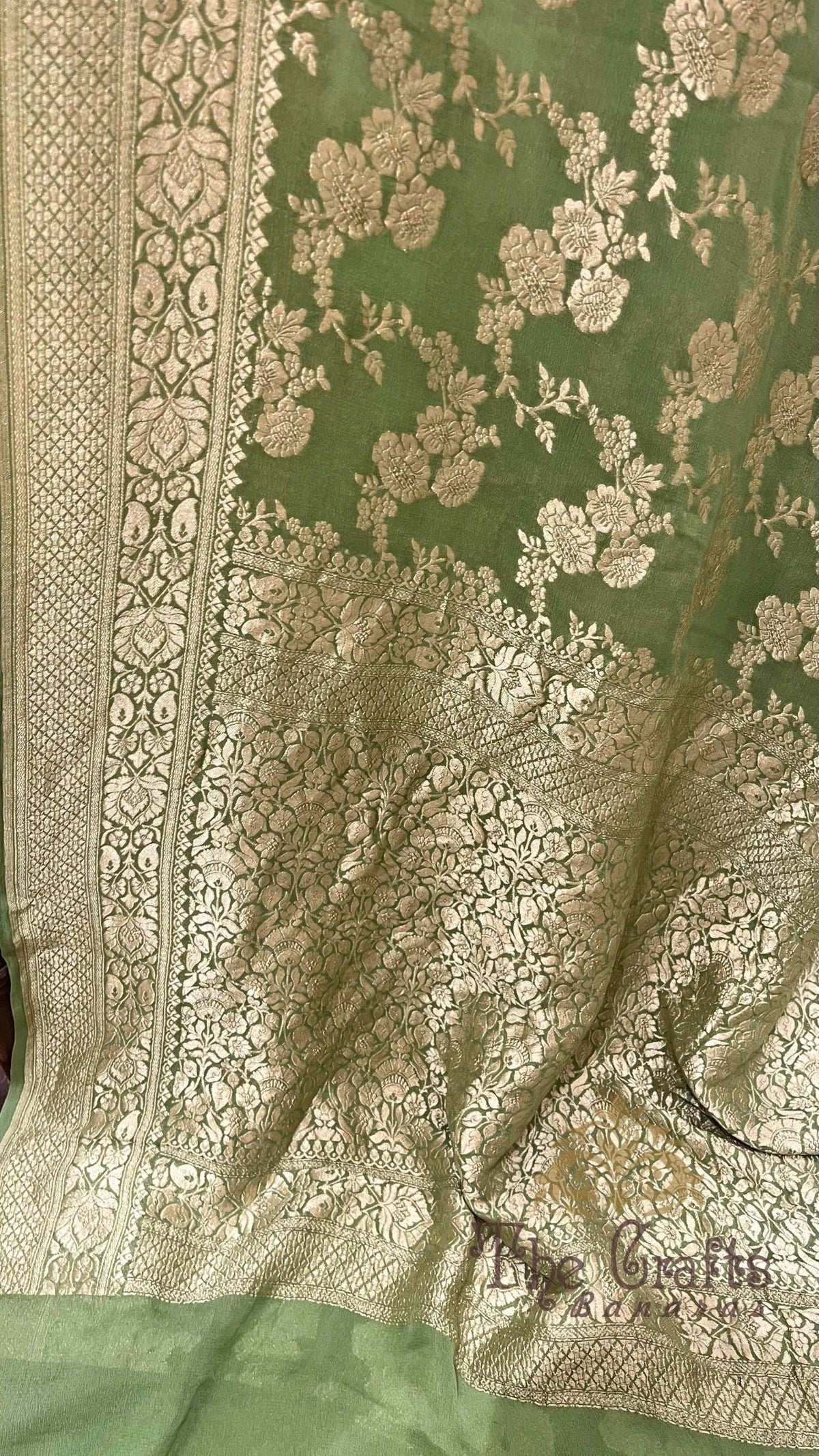 Khaddi Georgette Handloom Banarasi Saree