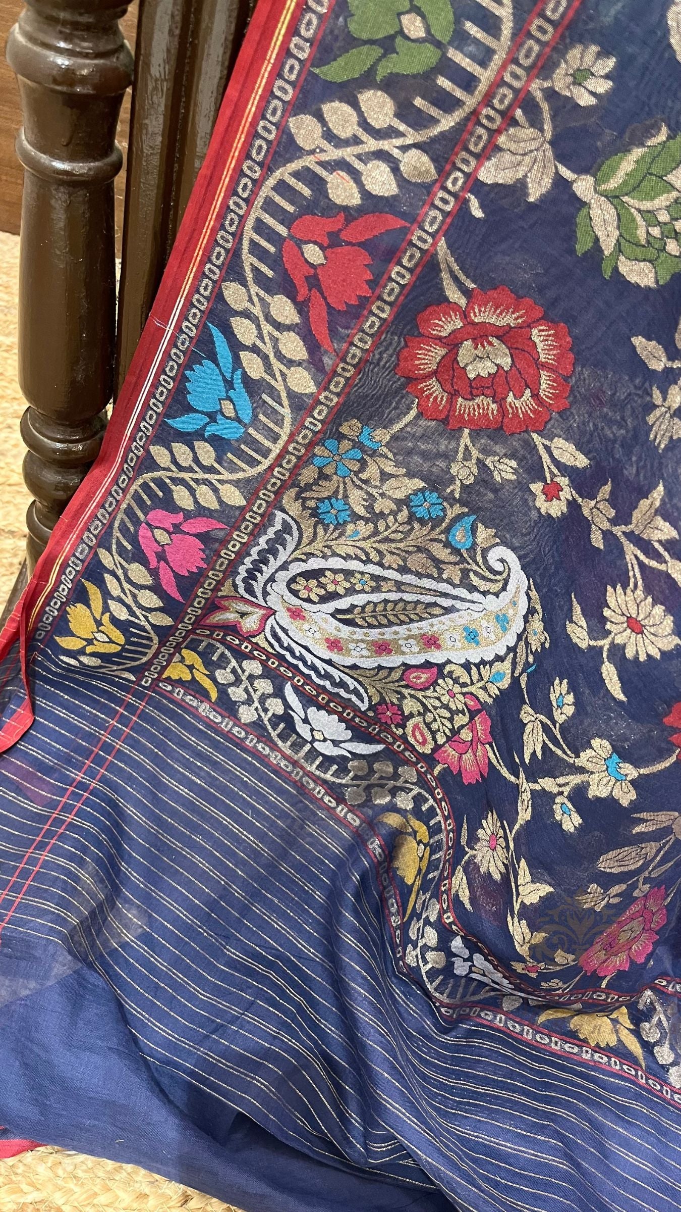 Pure Ektara Cotton Jamdani Banarasi Saree - Tilfi