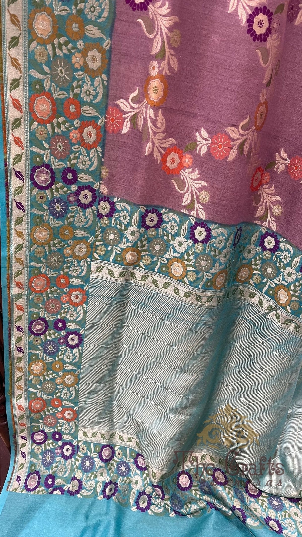 Tussar Georgette Handloom Banarasi Saree - Jaal with Meenakari