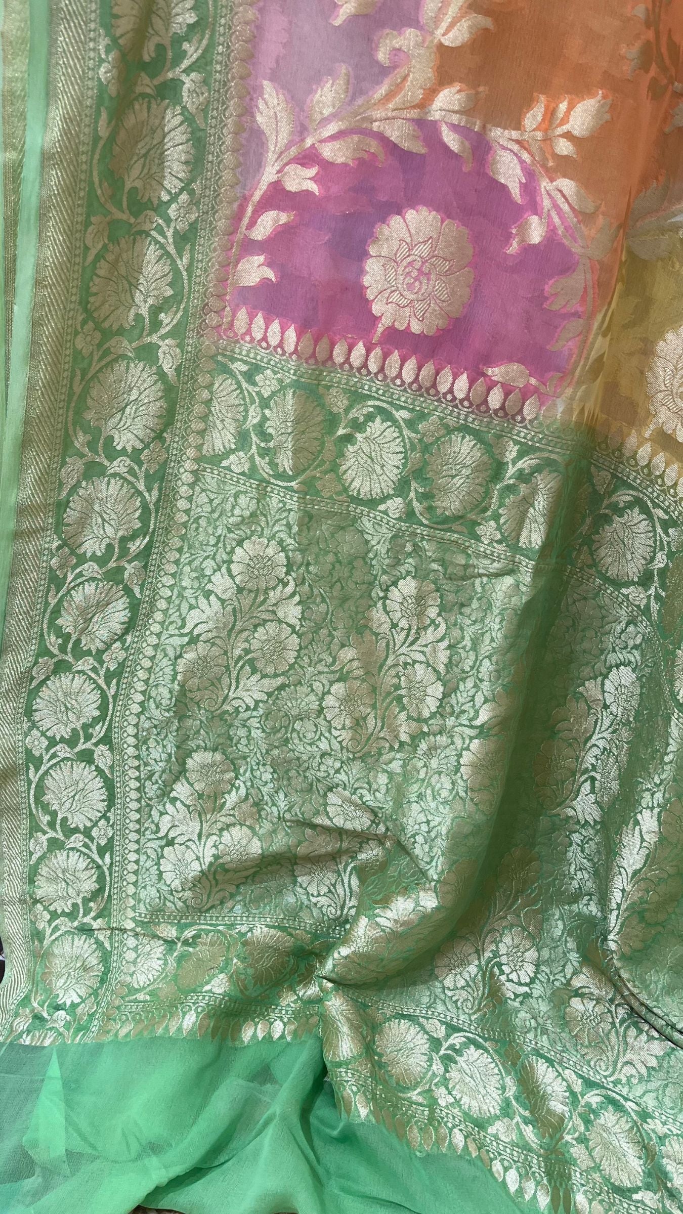 Khaddi Georgette Handloom Banarasi Saree