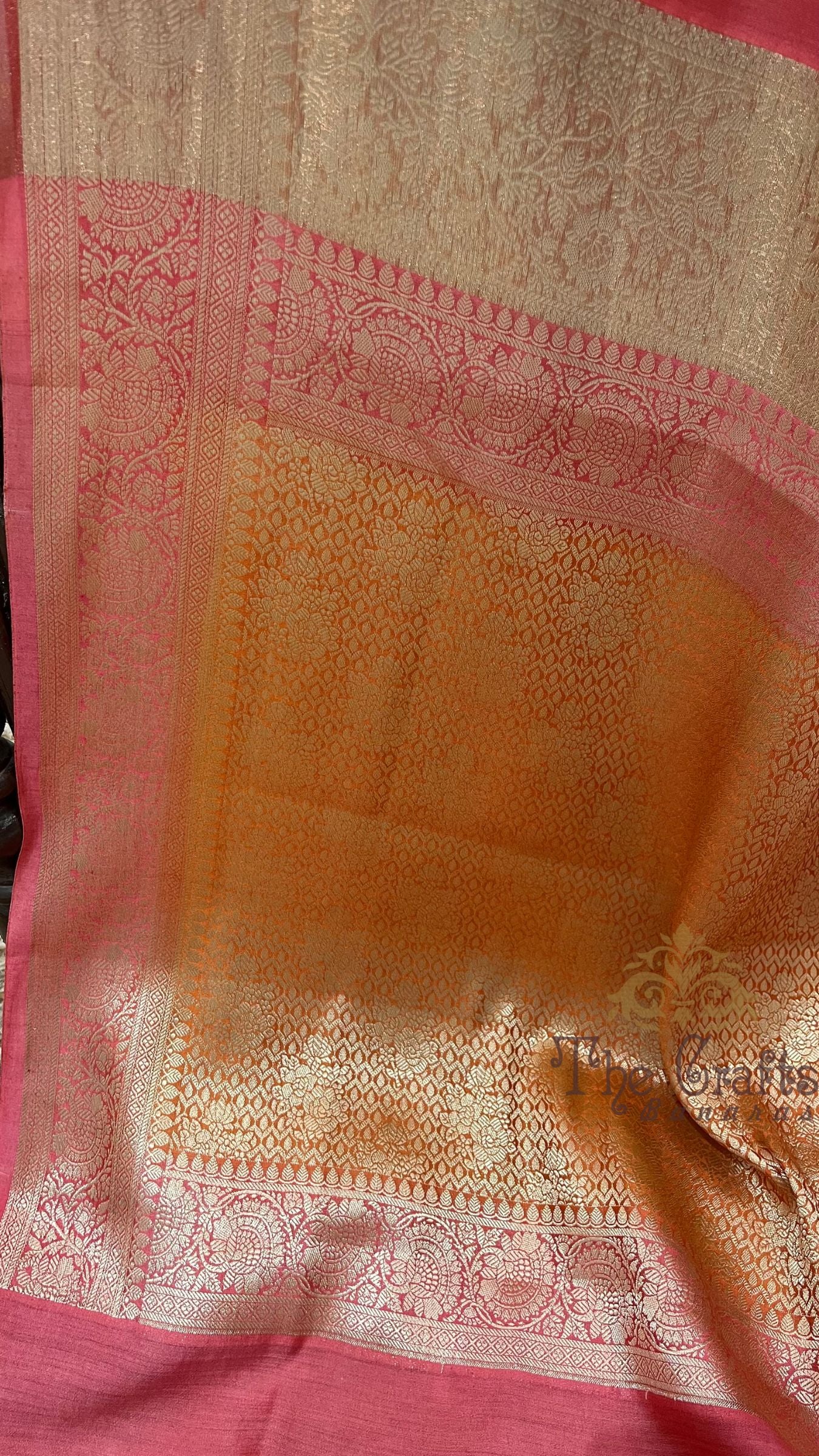 Pure Chiniya Tissue Silk Banarasi Saree - Multicolour Stripe