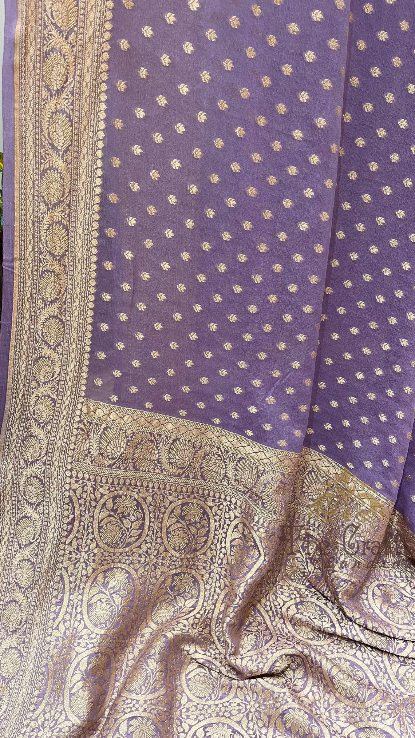 Khaddi Georgette Banarasi Saree - Gold Zari