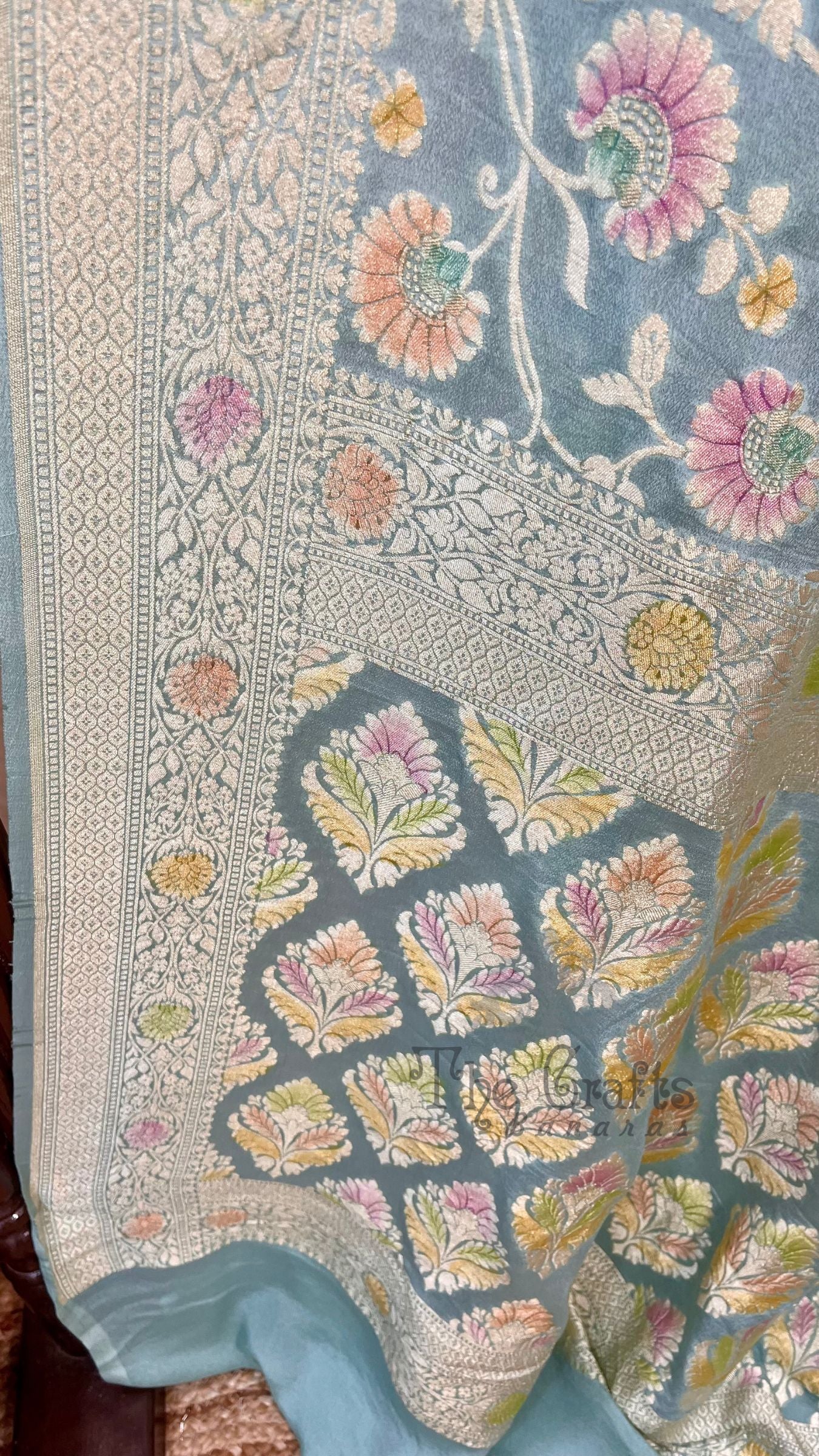 Khaddi Georgette Handloom Banarasi Saree