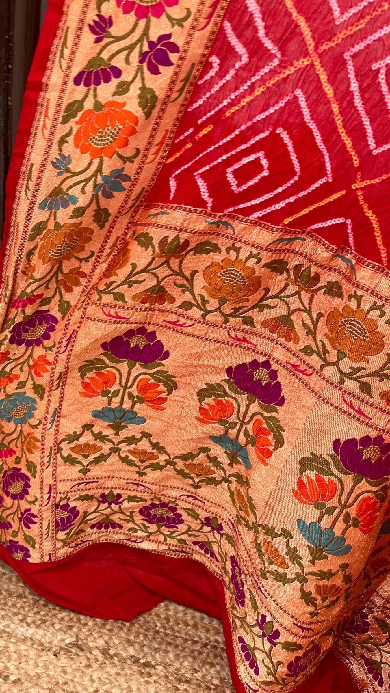 Khaddi Georgette Banarasi Handloom Bandhej Dupatta